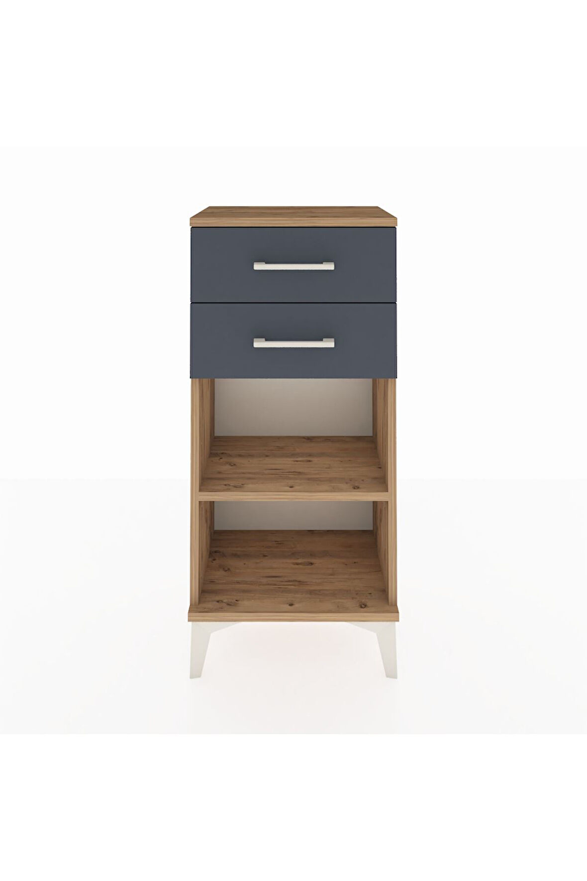 Arges Komodin Tek Raflı 2 Çekmeceli 44x30x96 Çam-Antrasit