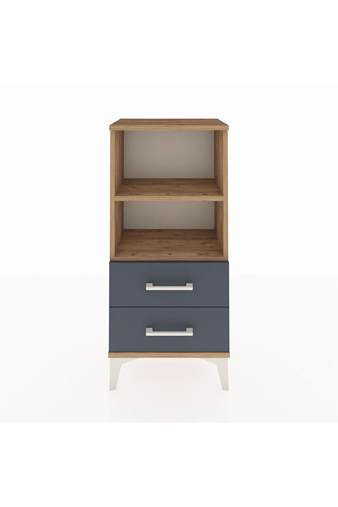 Arges Komodin 2 Raflı 2 Çekmeceli 44x30x96 Çam-Antrasit