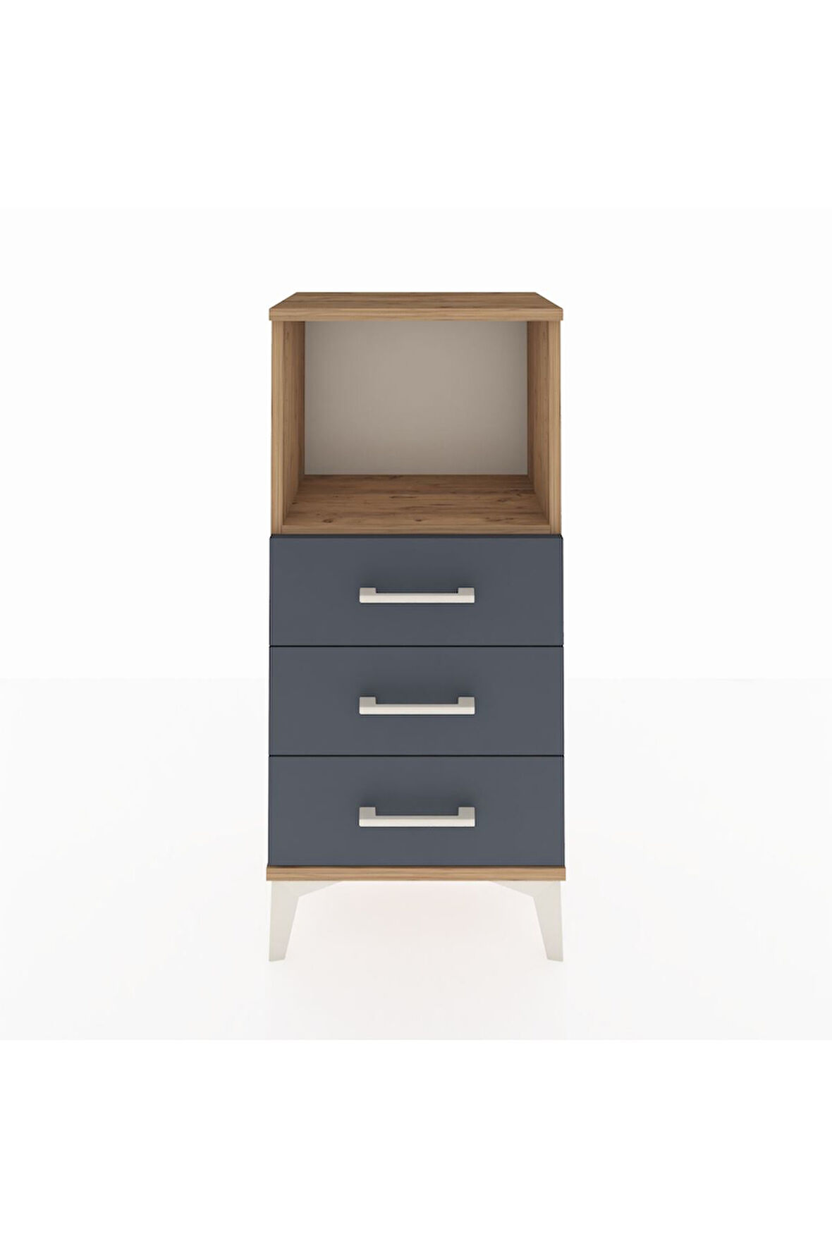 Arges Komodin Tek Raflı 3 Çekmeceli 44x30x96 Çam-Antrasit