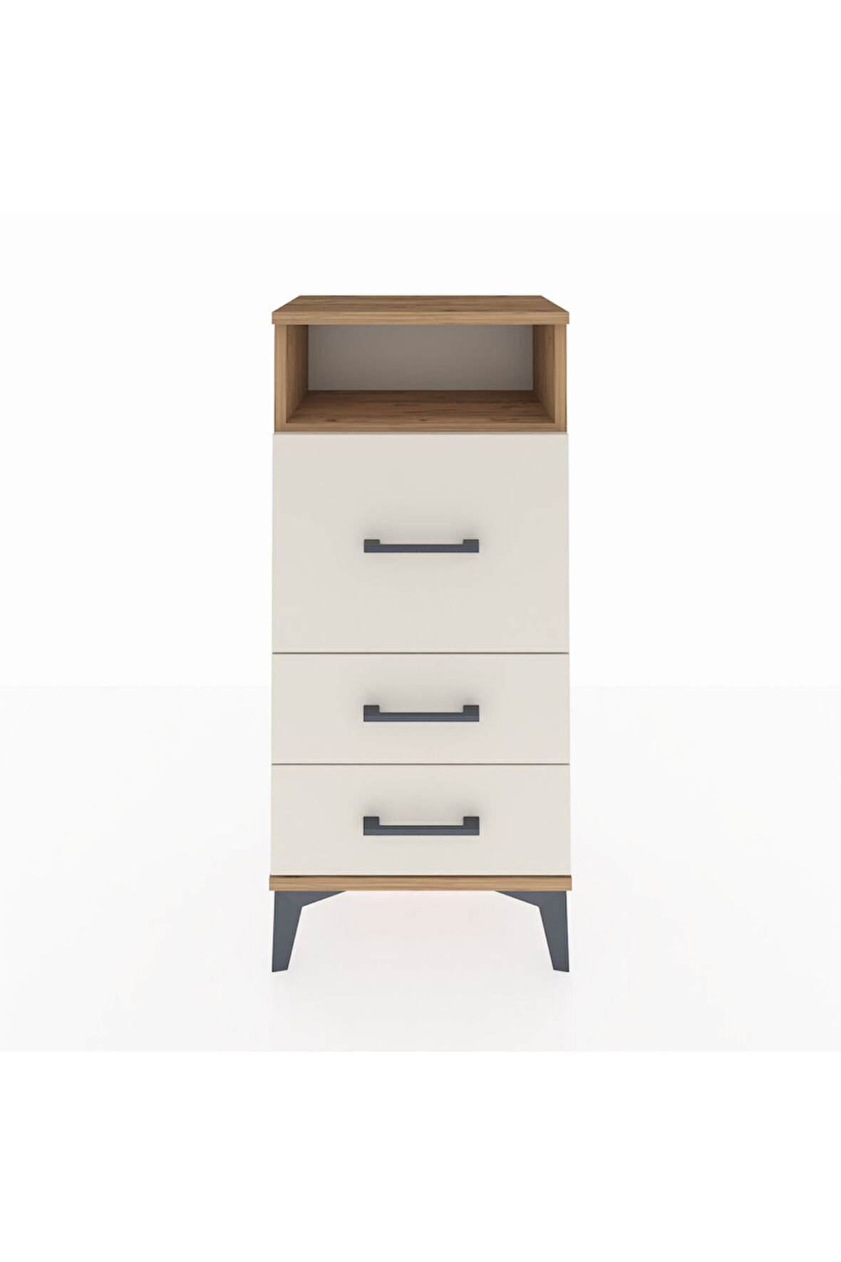 Arges Komodin Tek Raflı 3 Çekmeceli 44x30x96 Çam-Aytaşı