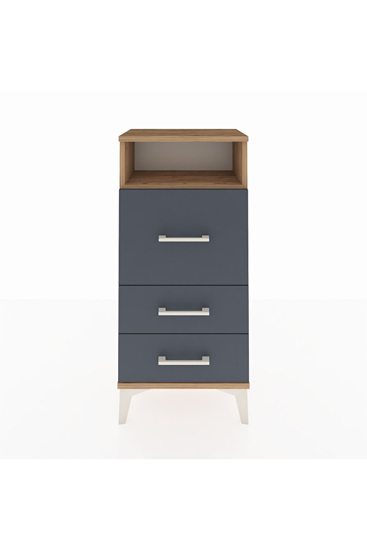 Arges Komodin Tek Raflı 3 Çekmeceli 44x30x96 Çam-Antrasit