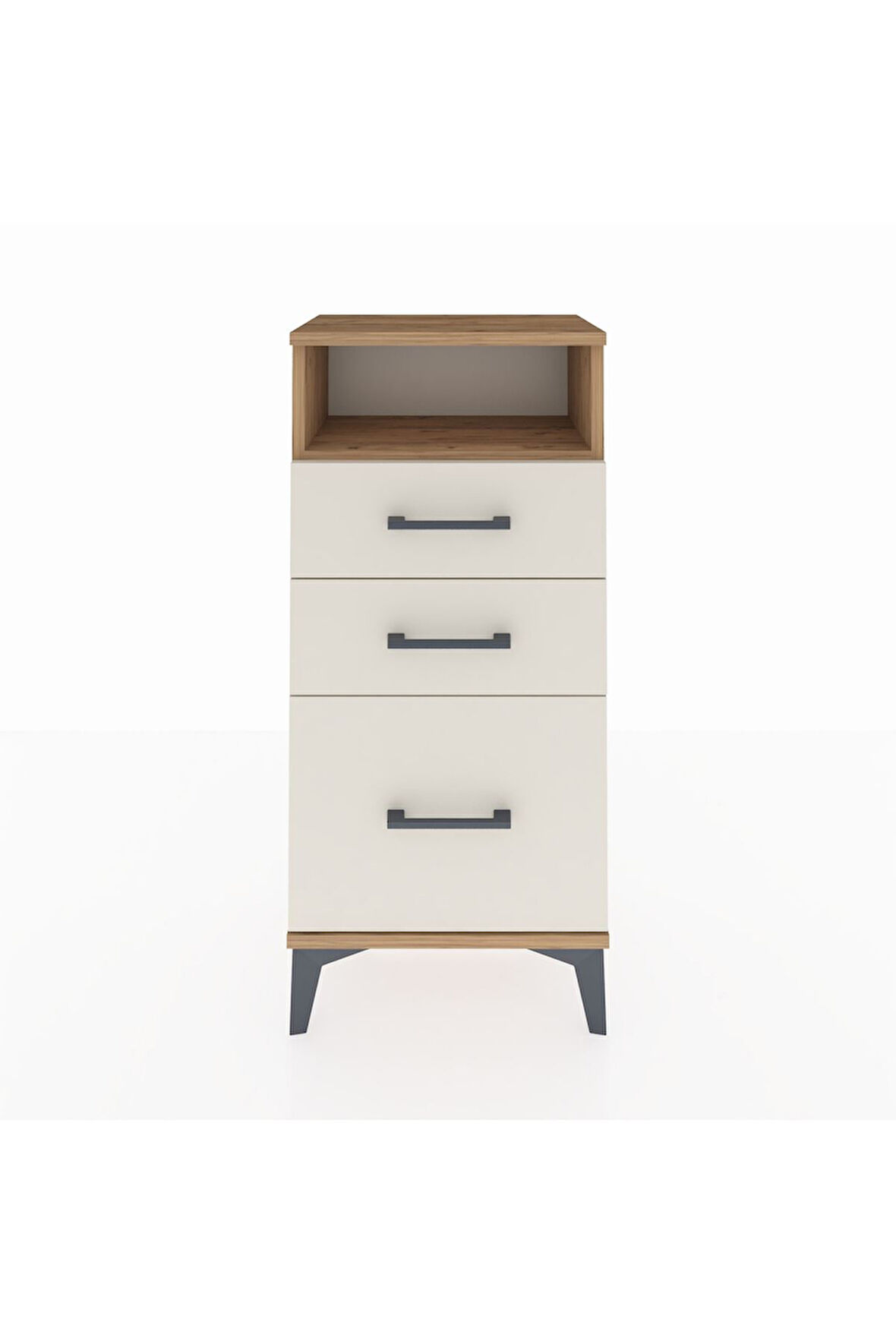 Arges Komodin Tek Raflı 3 Çekmeceli 44x30x96 Çam-Aytaşı