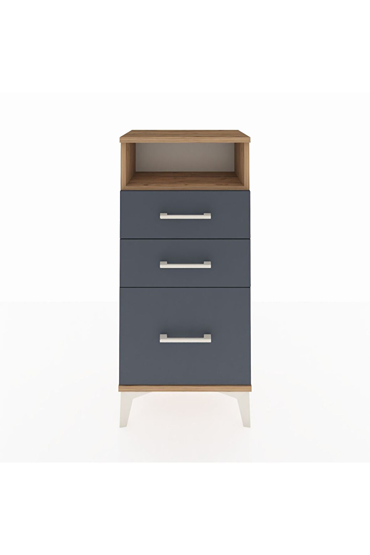 Arges Komodin Tek Raflı 3 Çekmeceli 44x30x96 Çam-Antrasit