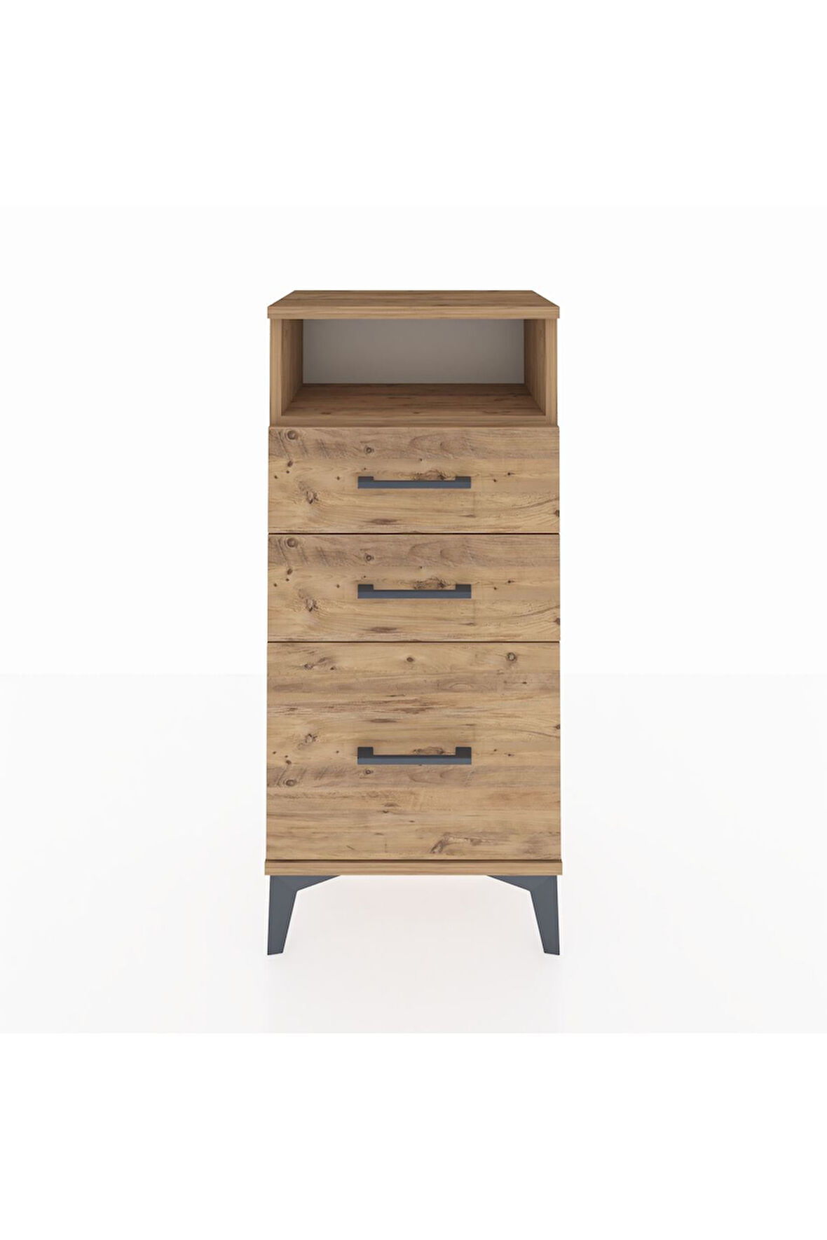 Arges Komodin Tek Raflı 3 Çekmeceli 44x30x96 Çam-Çam
