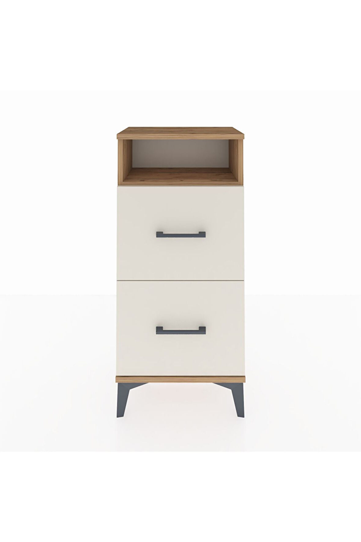Arges Komodin Tek Raflı 2 Çekmeceli 44x30x96 Çam-Aytaşı