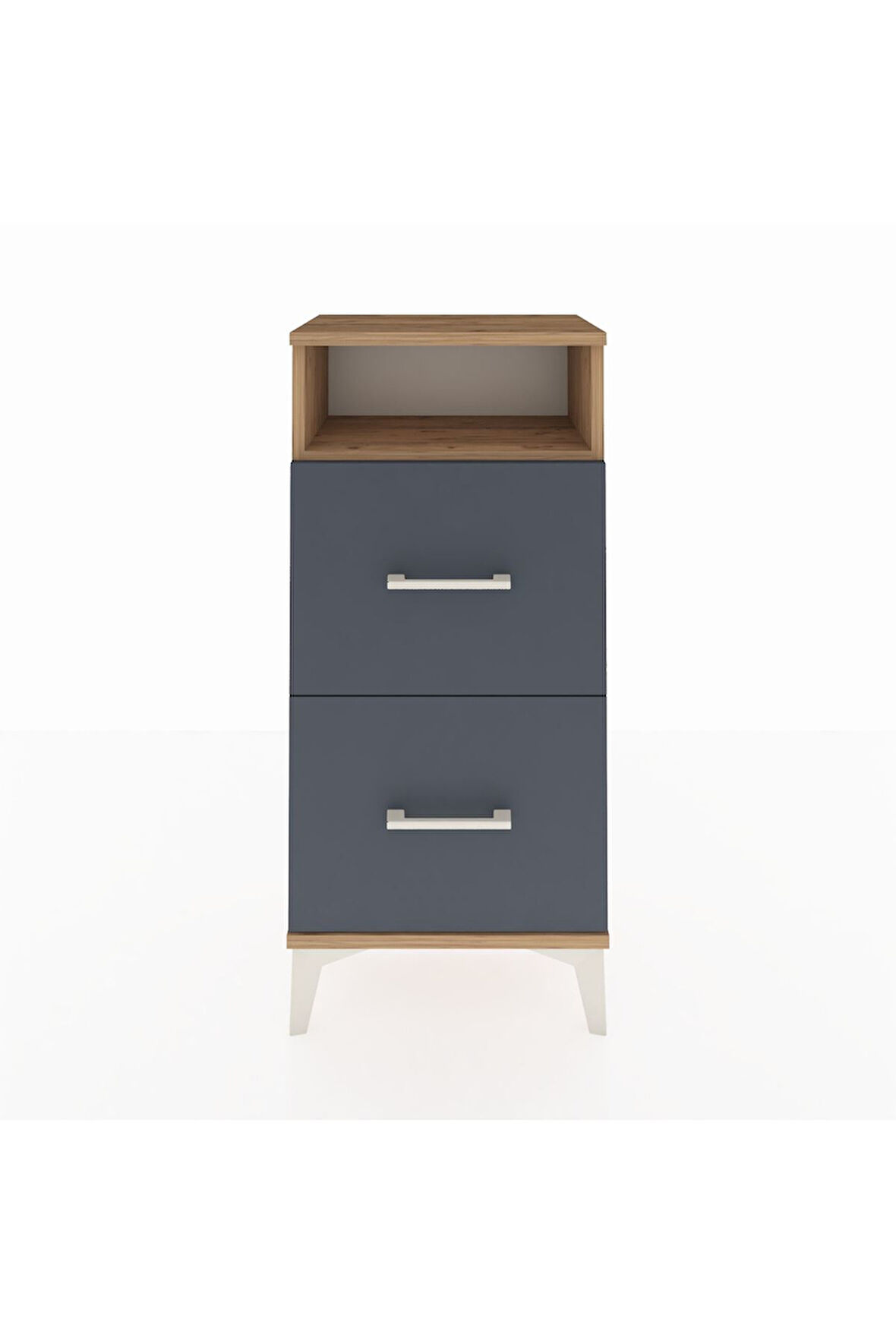 Arges Komodin Tek Raflı 2 Çekmeceli 44x30x96 Çam-Antrasit
