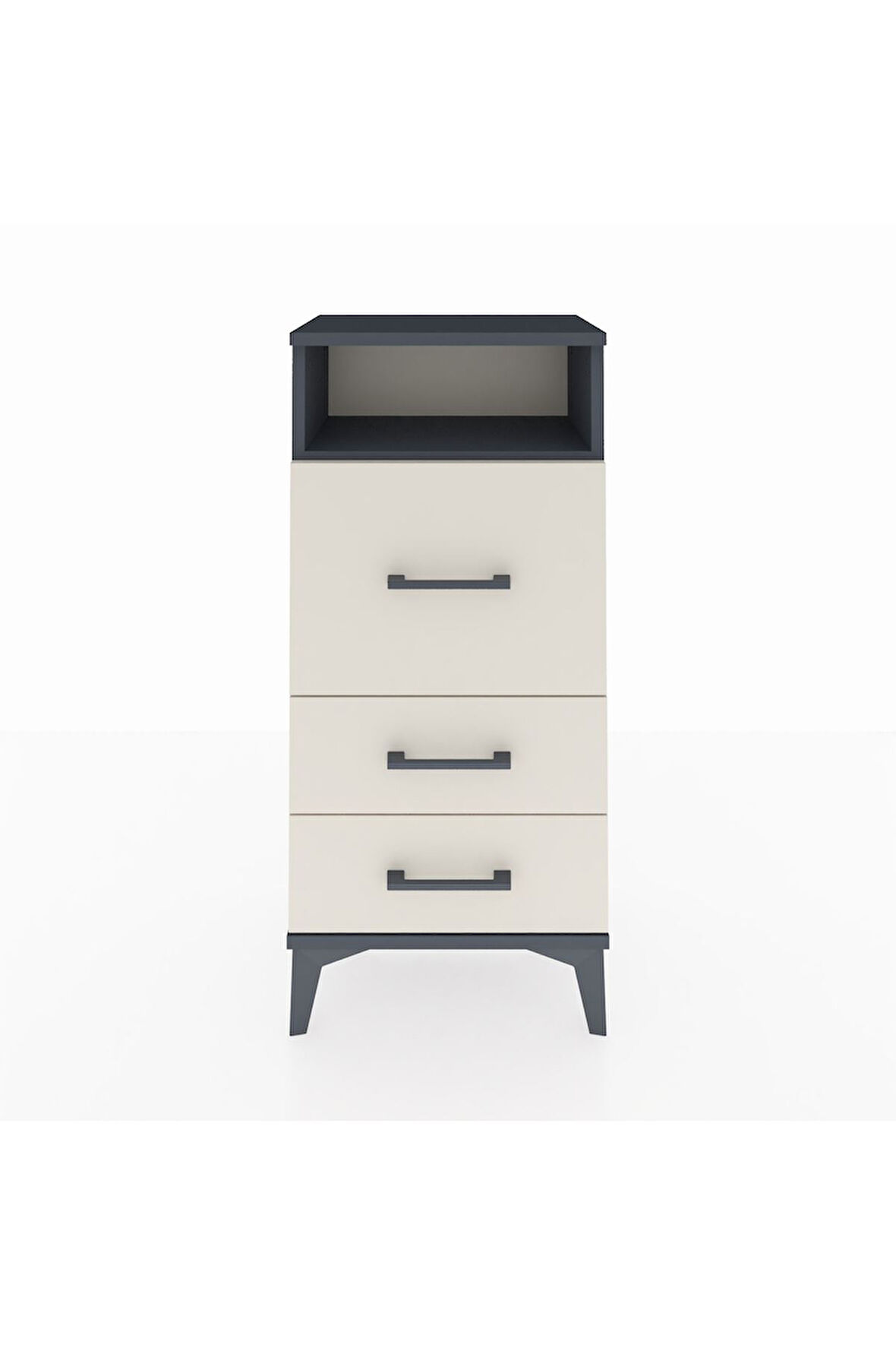 Arges Komodin Tek Raflı 3 Çekmeceli 44x30x96 Antrasit-Aytaşı