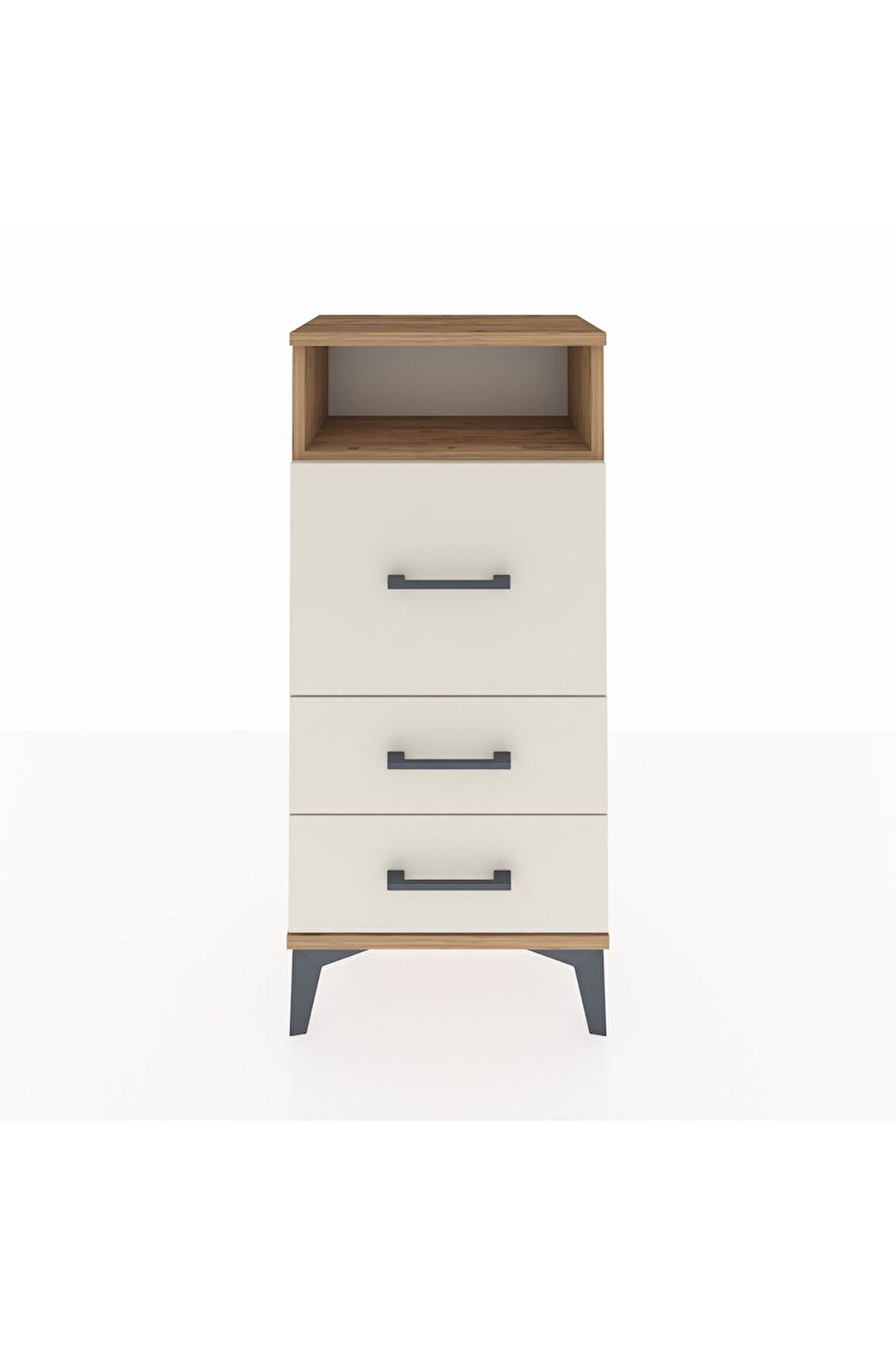 Arges Komodin Tek Raflı 3 Çekmeceli 44x30x96 Çam-Aytaşı