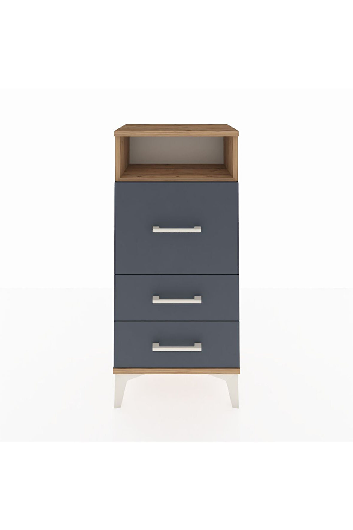 Arges Komodin Tek Raflı 3 Çekmeceli 44x30x96 Çam-Antrasit