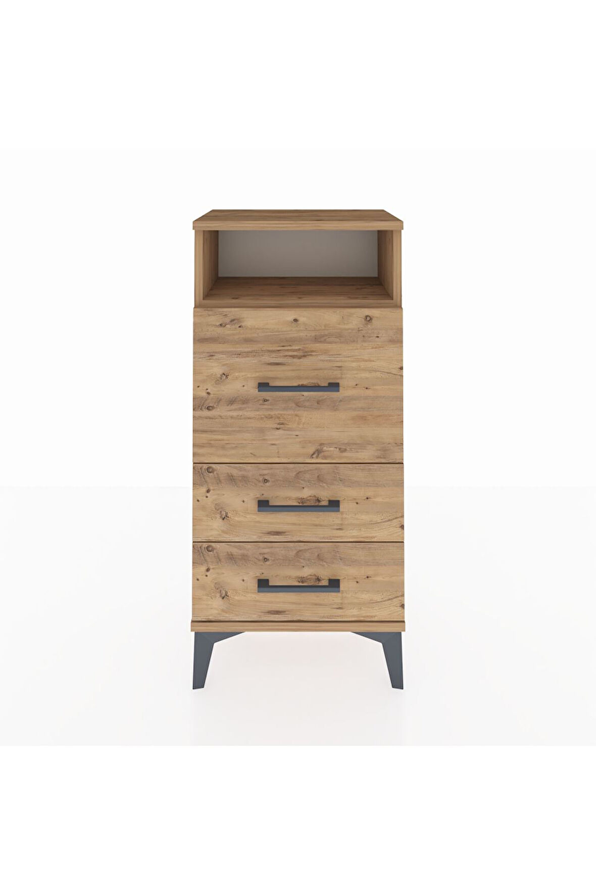 Arges Komodin Tek Raflı 3 Çekmeceli 44x30x96 Çam-Çam