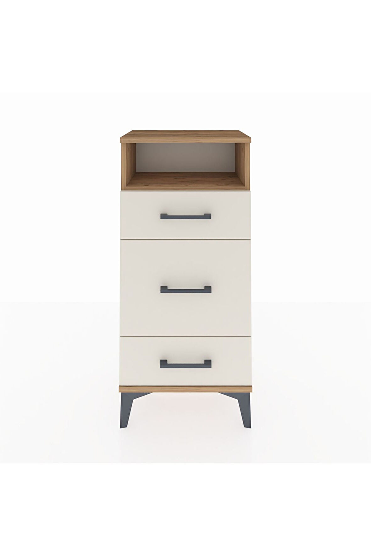 Arges Komodin Tek Raflı 3 Çekmeceli 44x30x96 Çam-Aytaşı