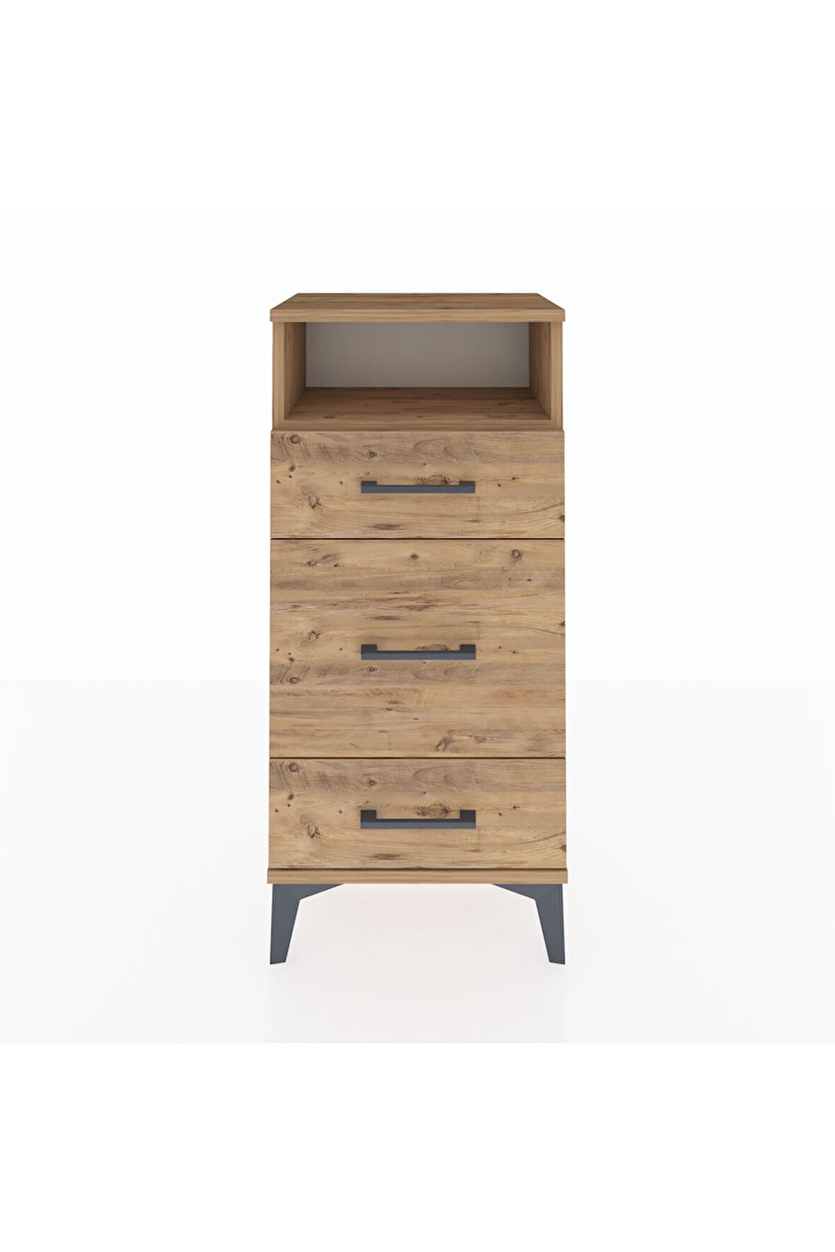 Arges Komodin Tek Raflı 3 Çekmeceli 44x30x96 Çam-Çam