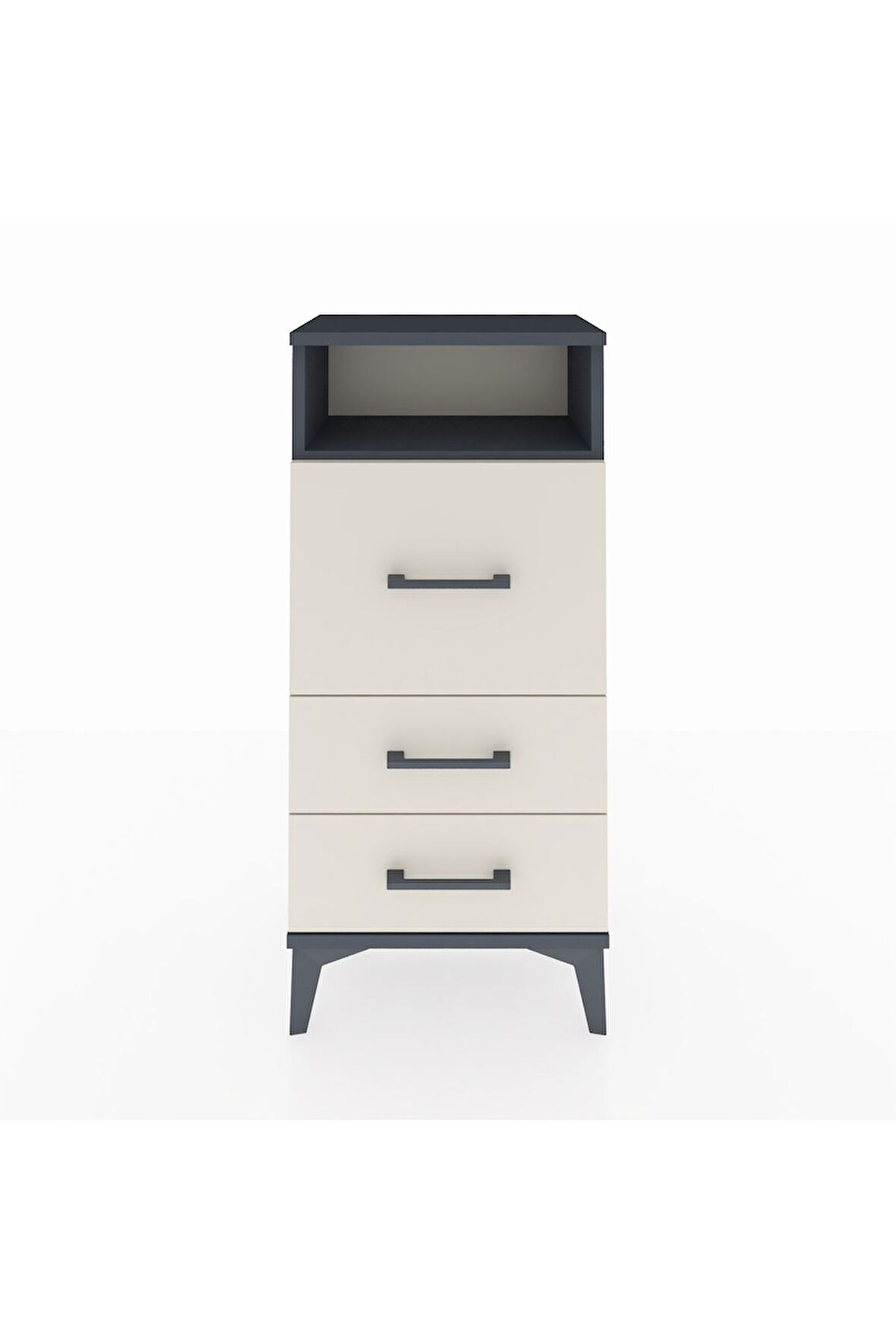 Arges Komodin Tek Raflı 3 Çekmeceli 44x30x96 Antrasit-Aytaşı