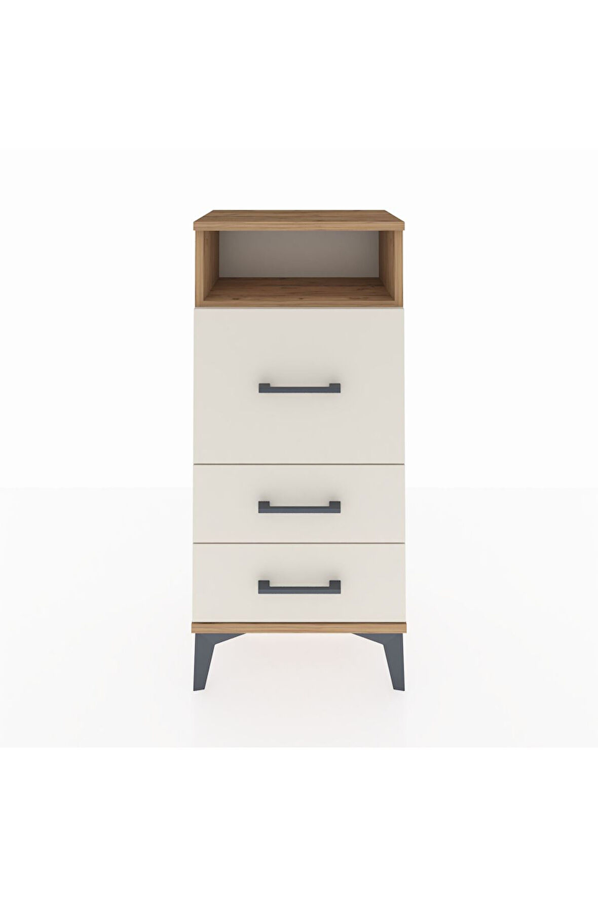 Arges Komodin Tek Raflı 3 Çekmeceli 44x30x96 Çam-Aytaşı
