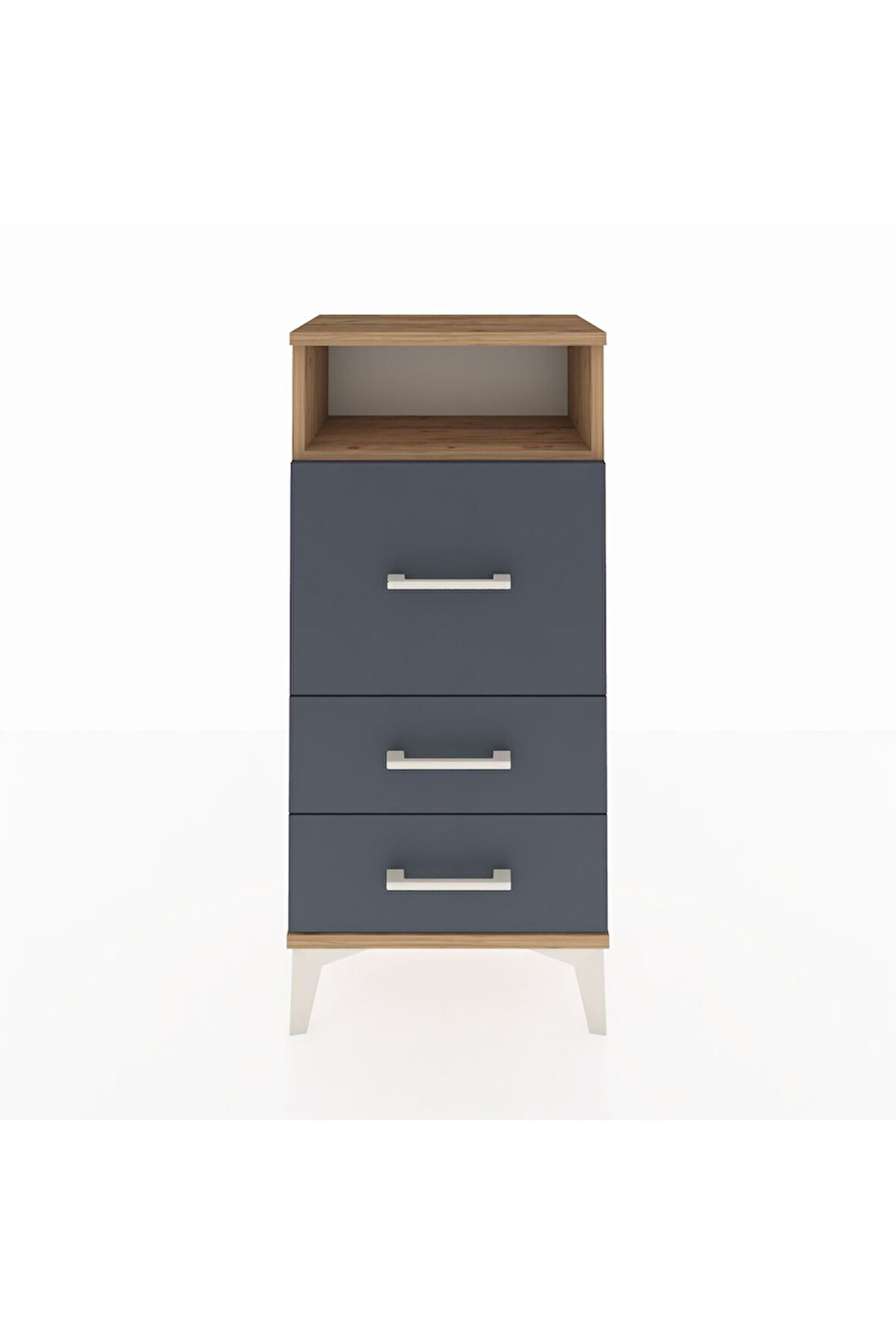 Arges Komodin Tek Raflı 3 Çekmeceli 44x30x96 Çam-Antrasit