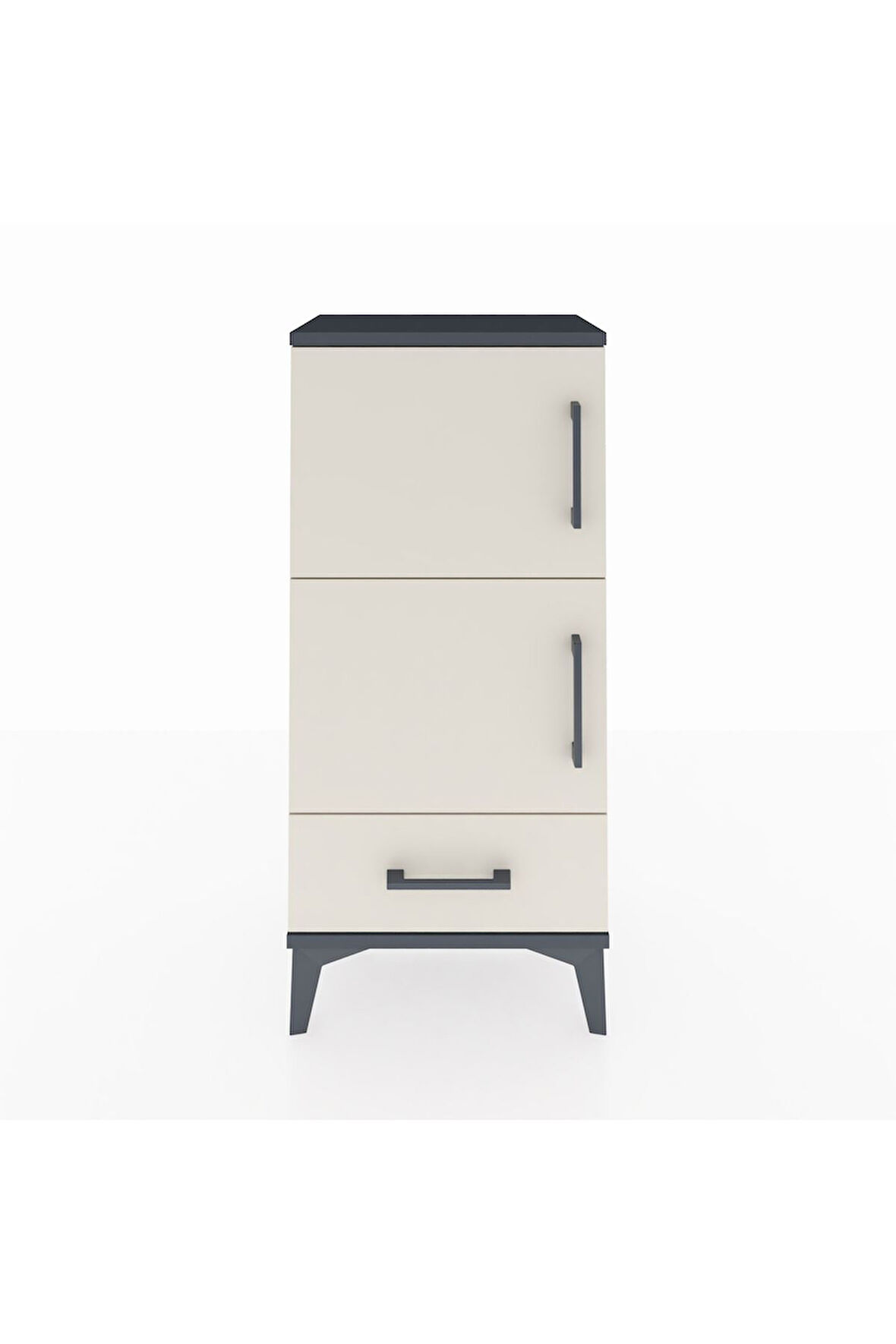 Arges Komodin 4 Raflı Tek Çekmeceli 2 Kapaklı 44x30x96 Antrasit-Aytaşı
