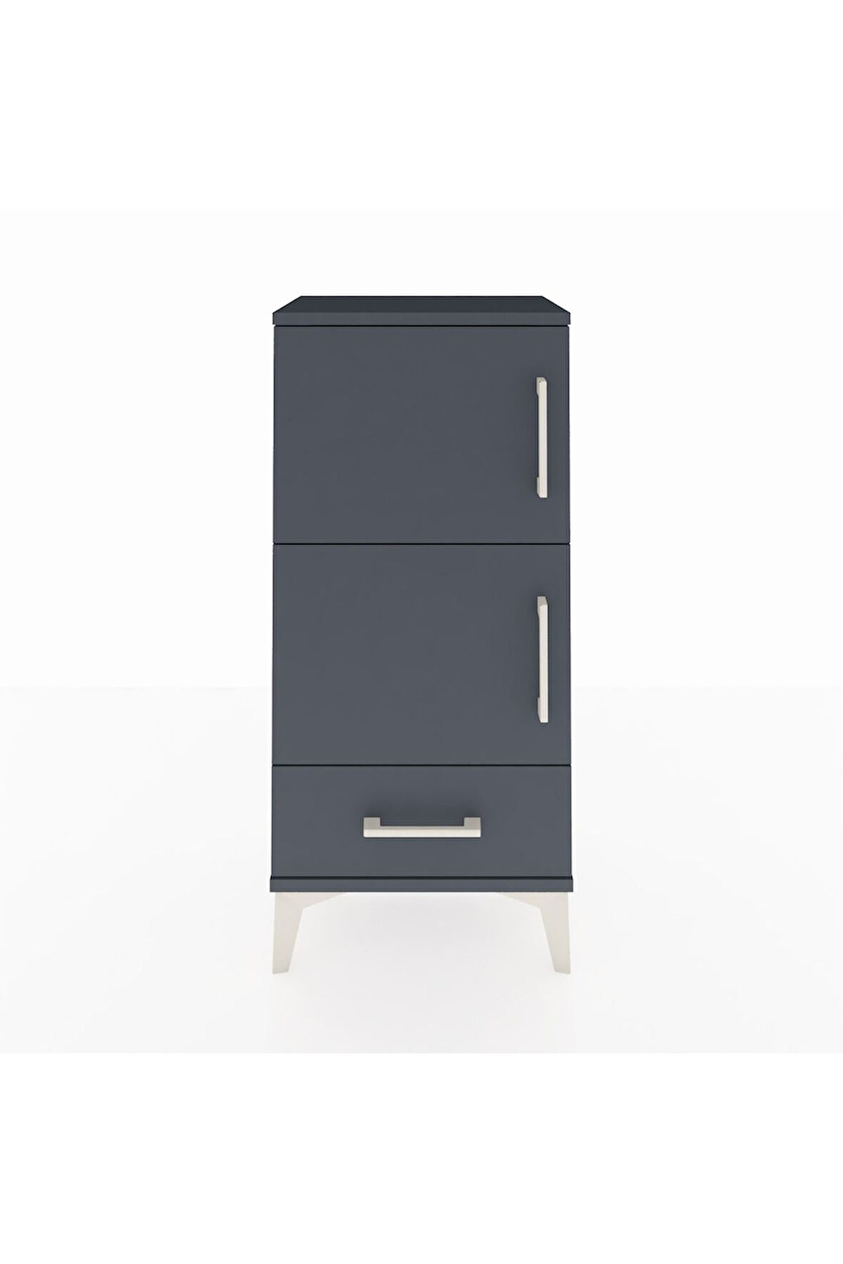 Arges Komodin 4 Raflı Tek Çekmeceli 2 Kapaklı 44x30x96 Antrasit-Antrasit