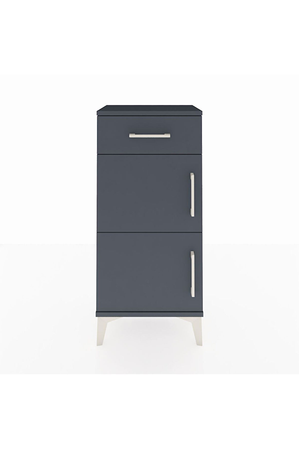 Arges Komodin Tek Raflı Tek Çekmeceli 2 Kapaklı 44x30x96 Antrasit-Antrasit