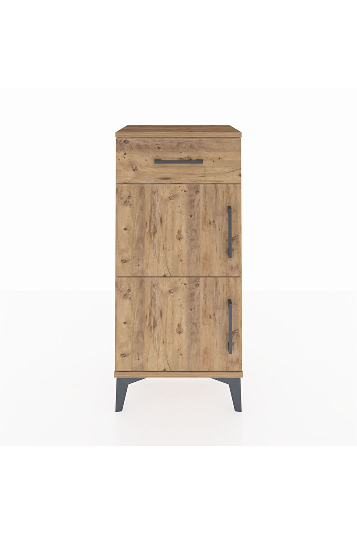 Arges Komodin Tek Raflı Tek Çekmeceli 2 Kapaklı 44x30x96 Çam-Çam