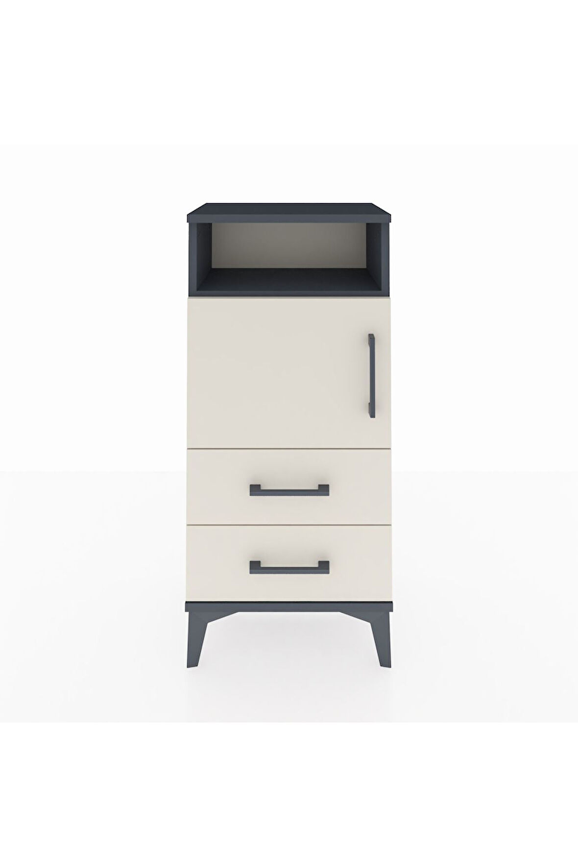 Arges Komodin 2 Raflı 2 Çekmeceli Tek Kapaklı 44x30x96 Antrasit-Aytaşı