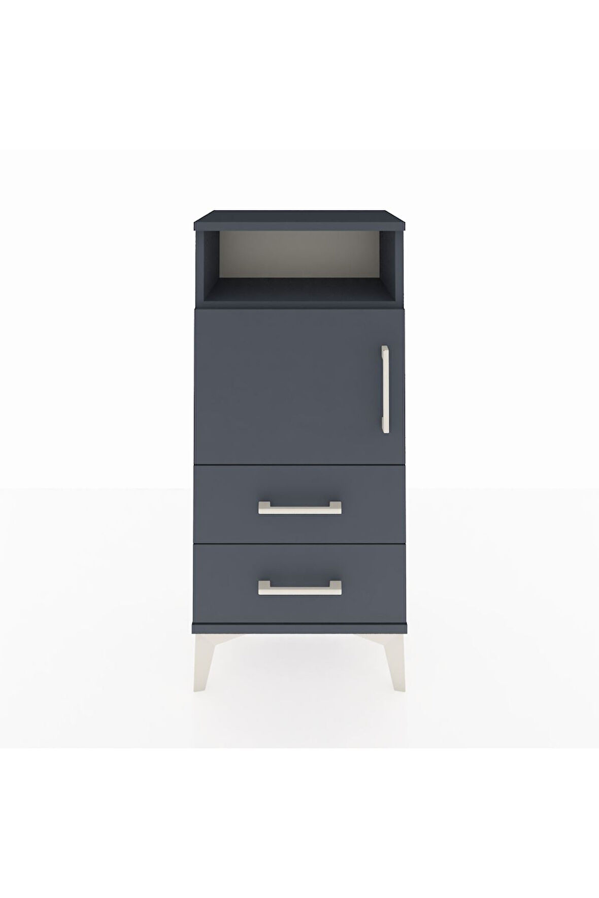 Arges Komodin 2 Raflı 2 Çekmeceli Tek Kapaklı 44x30x96 Antrasit-Antrasit