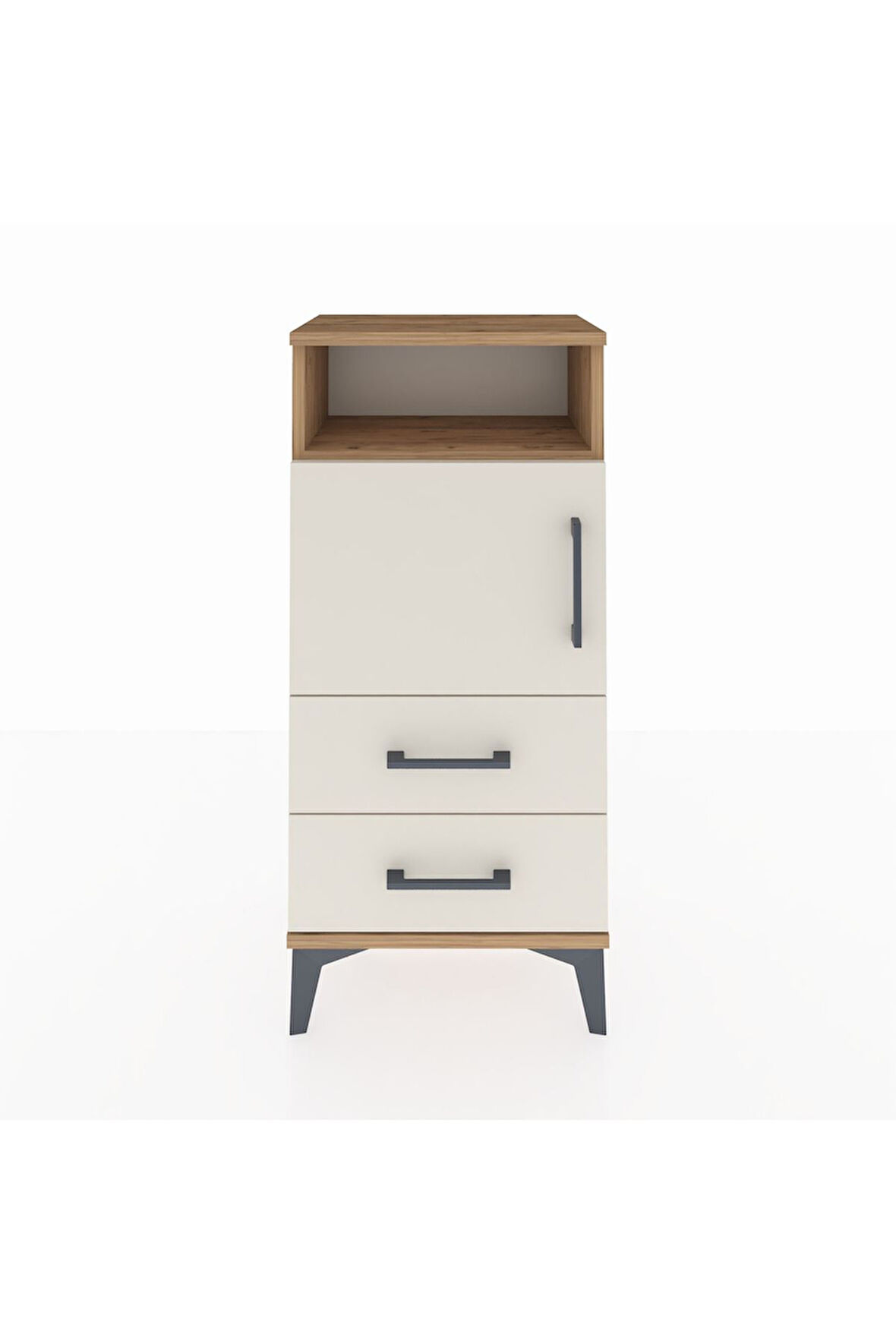 Arges Komodin 2 Raflı 2 Çekmeceli Tek Kapaklı 44x30x96 Çam-Aytaşı