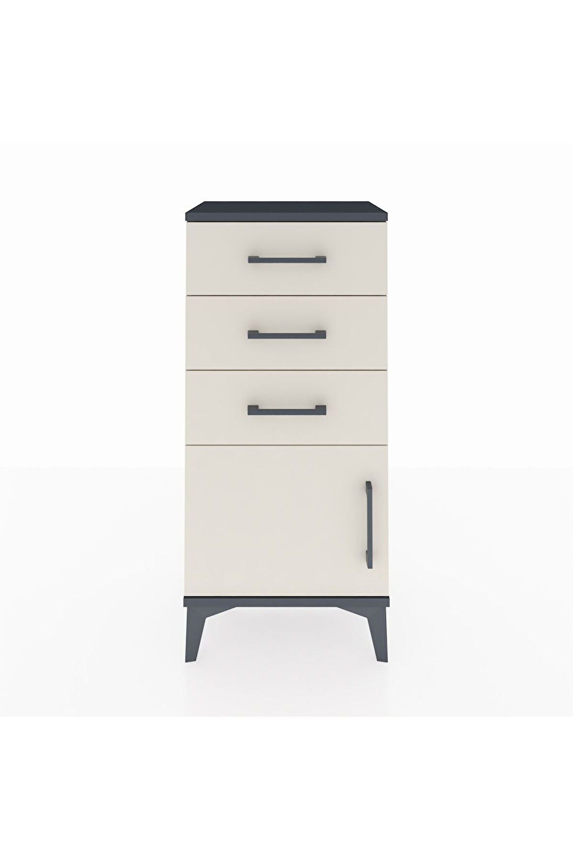 Arges Komodin 3 Çekmeceli Tek Kapaklı 44x30x96 Antrasit-Aytaşı