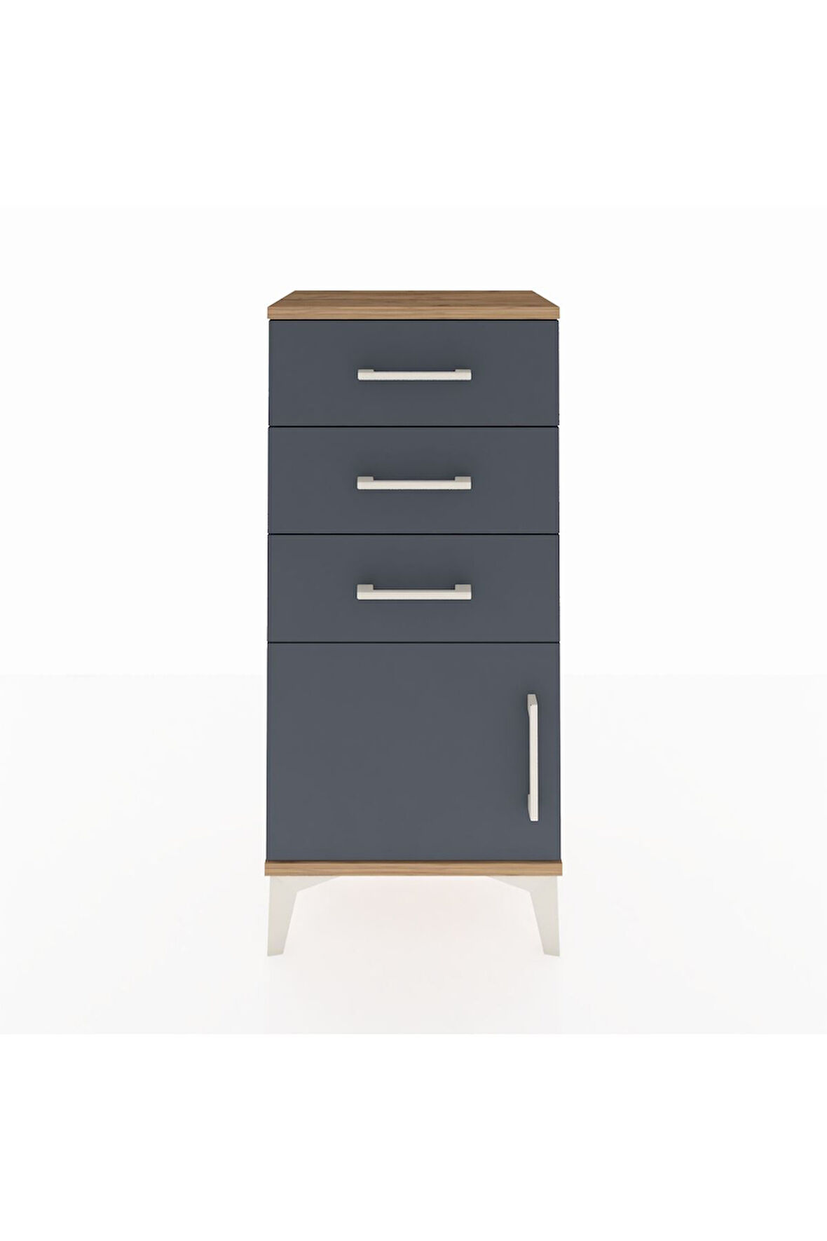 Arges Komodin 3 Çekmeceli Tek Kapaklı 44x30x96 Çam-Antrasit