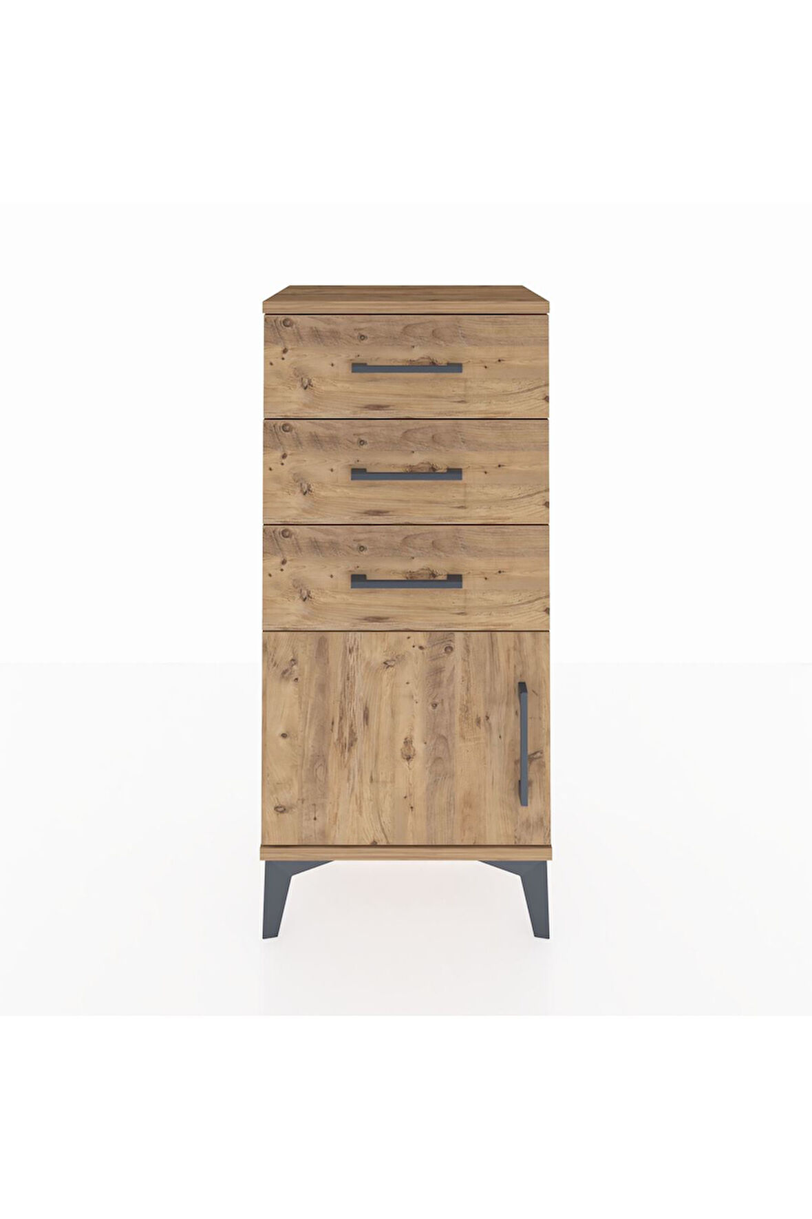 Arges Komodin 3 Çekmeceli Tek Kapaklı 44x30x96 Çam-Çam