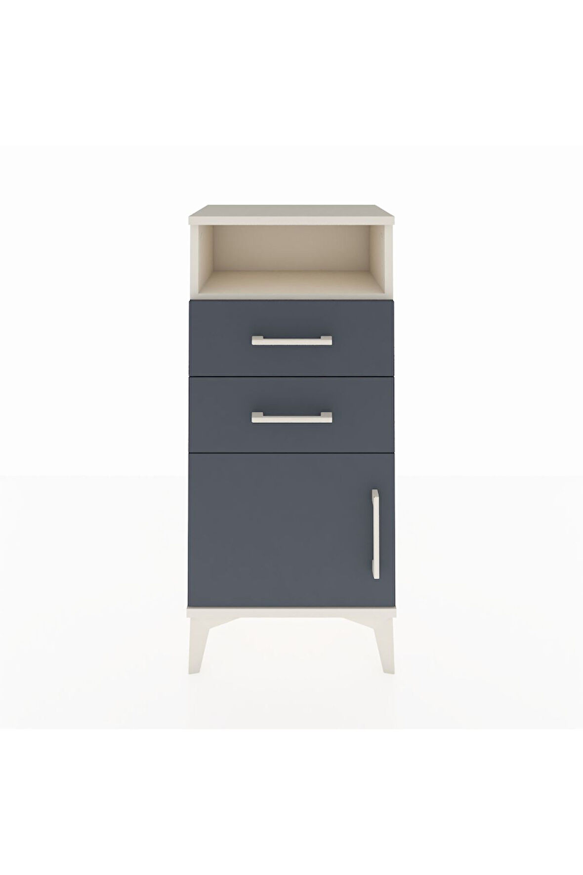 Arges Komodin Tek Raflı 2 Çekmeceli Tek Kapaklı 44x30x96 Aytaşı-Antrasit