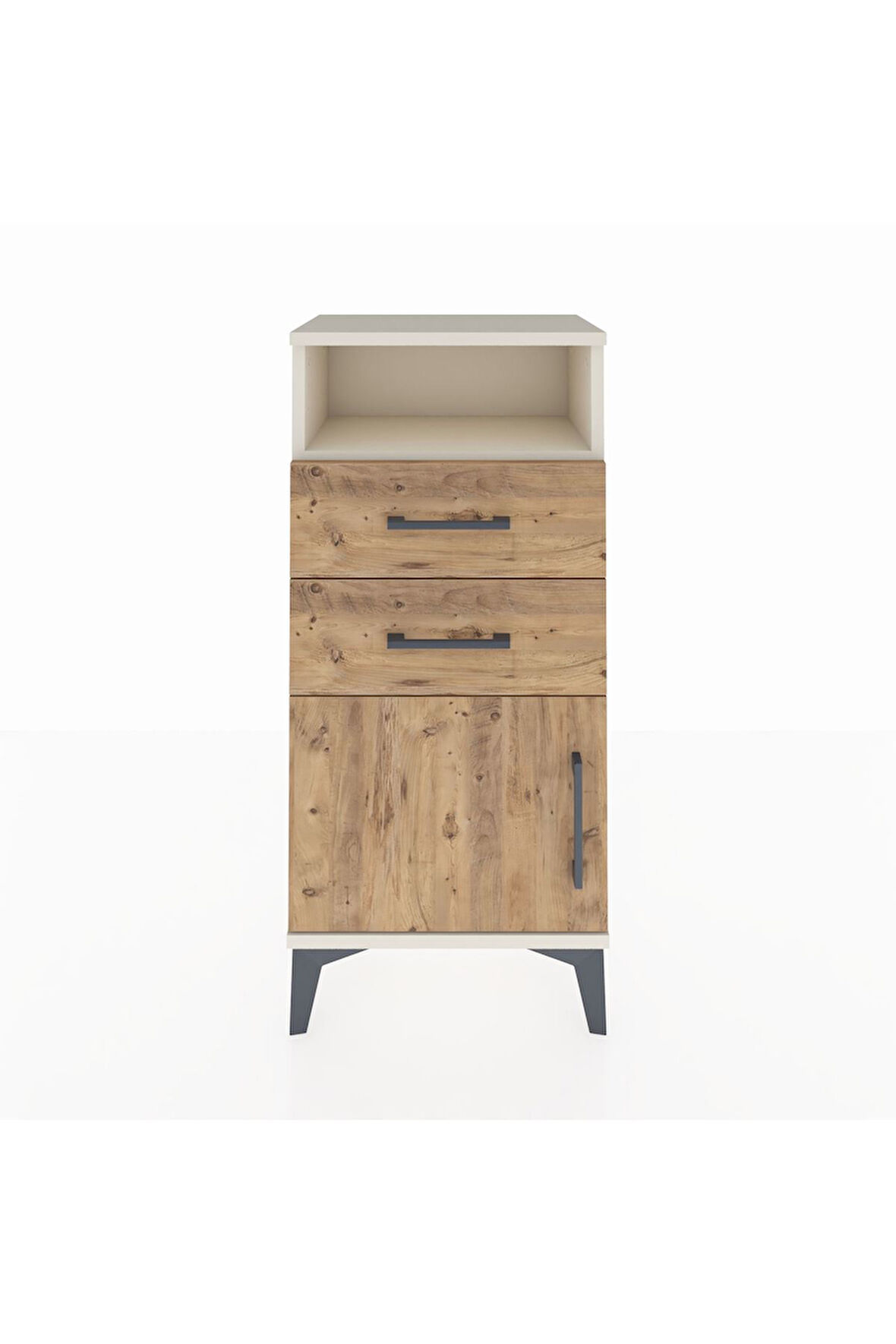 Arges Komodin Tek Raflı 2 Çekmeceli Tek Kapaklı 44x30x96 Aytaşı-Çam