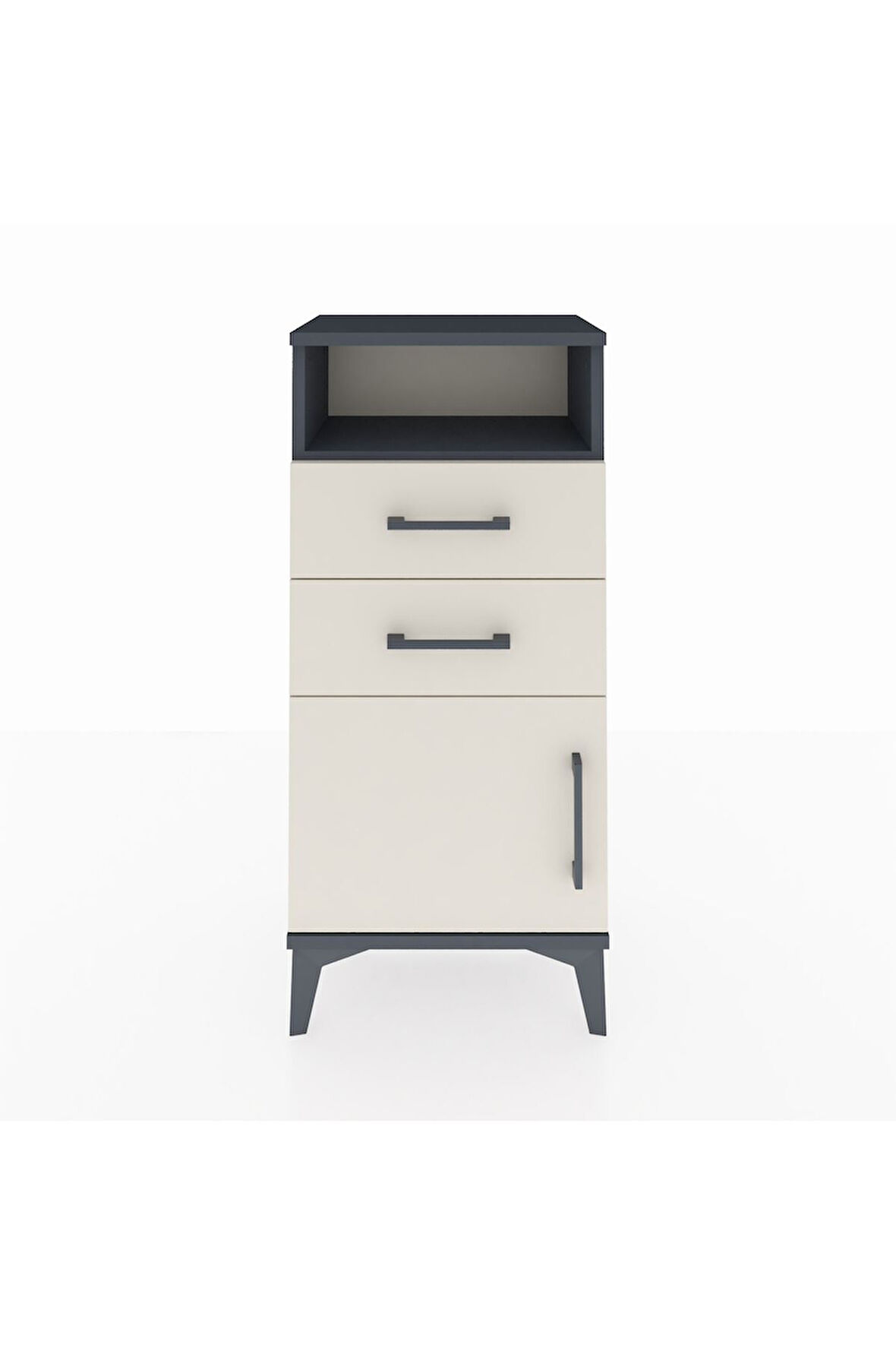 Arges Komodin Tek Raflı 2 Çekmeceli Tek Kapaklı 44x30x96 Antrasit-Aytaşı