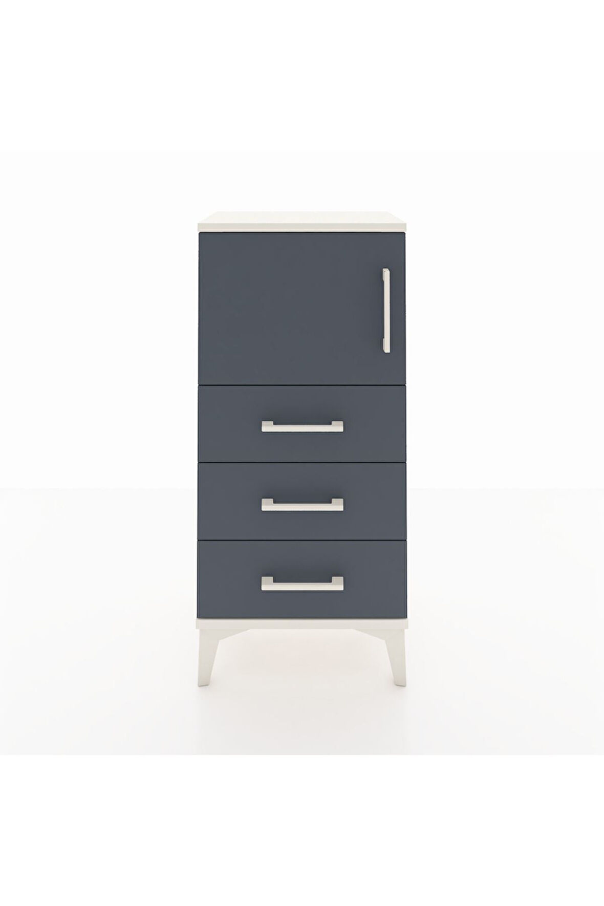 Arges Komodin Tek Raflı 3 Çekmeceli Tek Kapaklı 44x30x96 Aytaşı-Antrasit