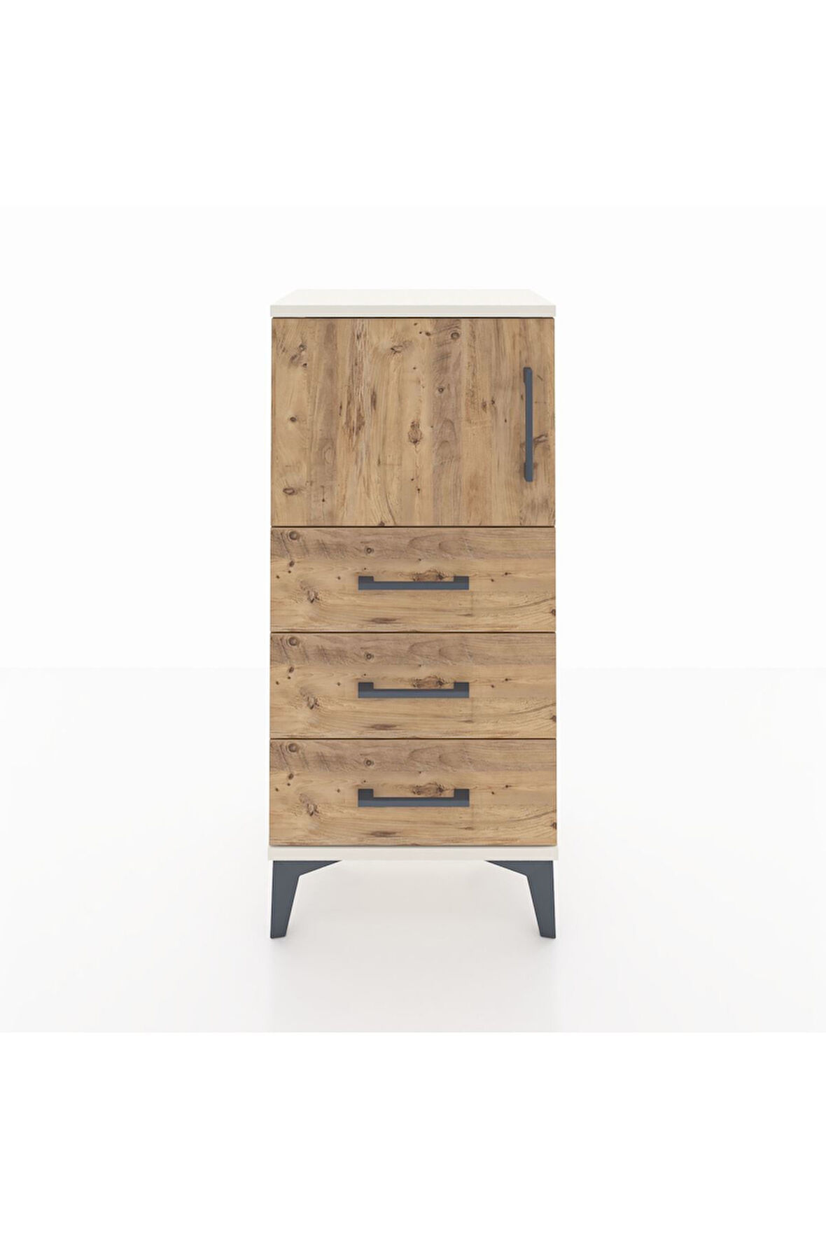 Arges Komodin Tek Raflı 3 Çekmeceli Tek Kapaklı 44x30x96 Aytaşı-Çam