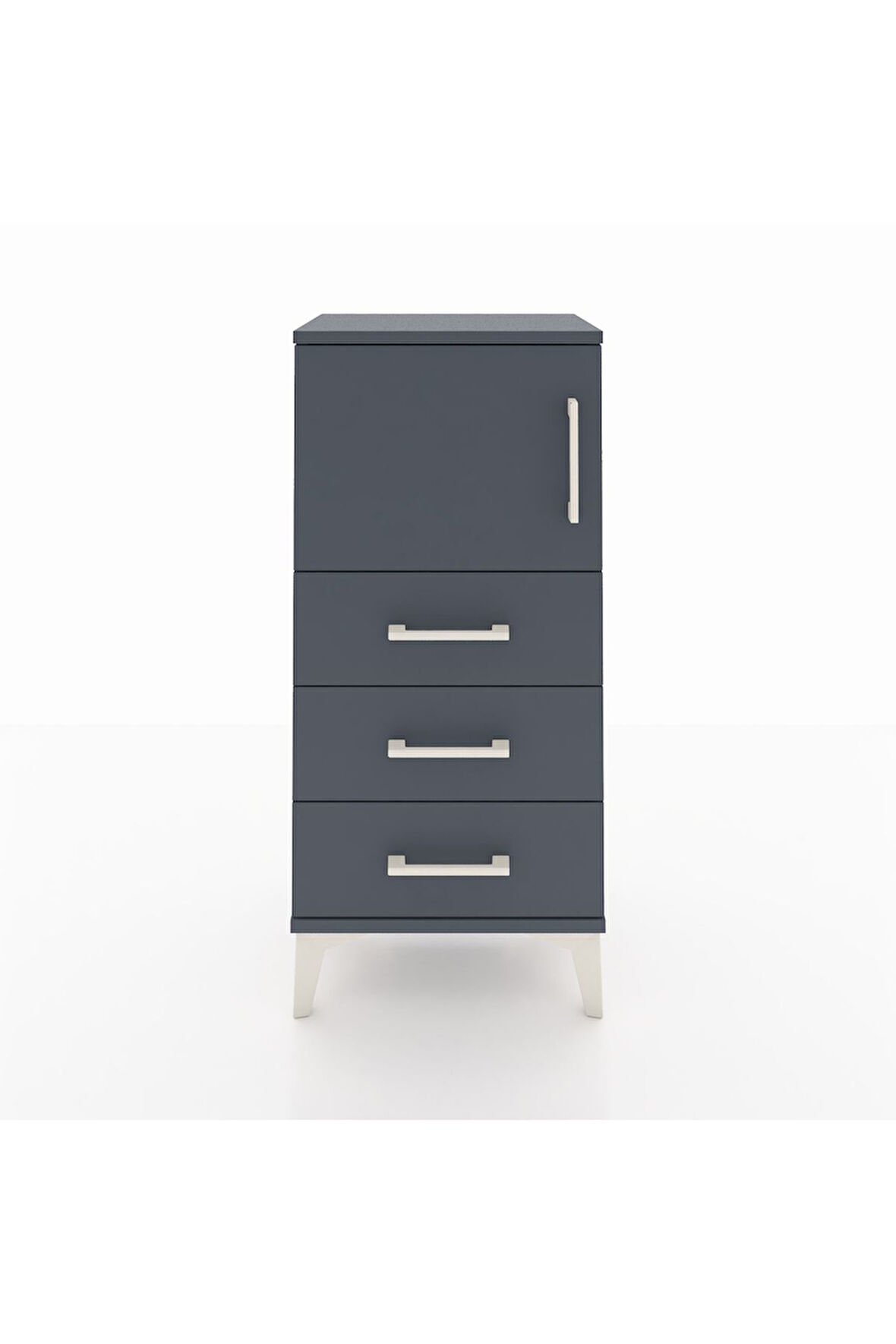 Arges Komodin Tek Raflı 3 Çekmeceli Tek Kapaklı 44x30x96 Antrasit-Antrasit