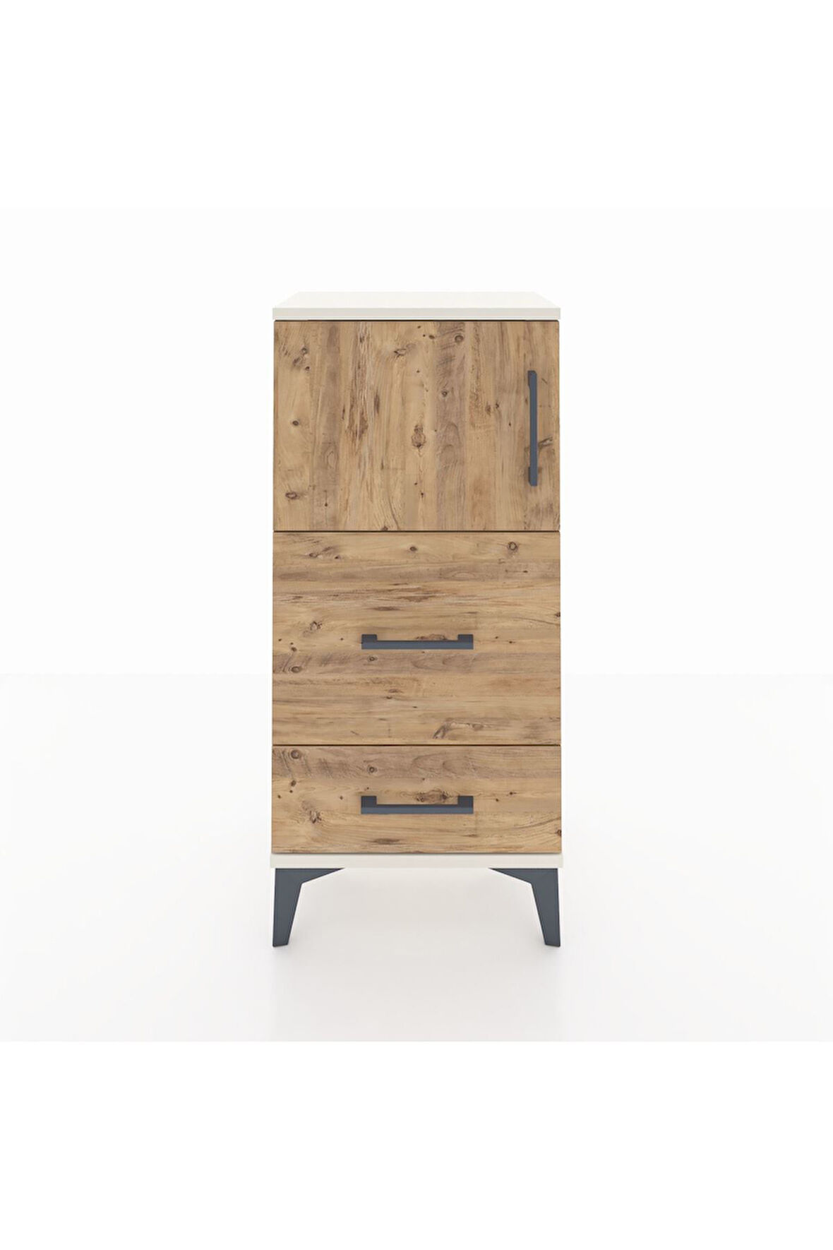 Arges Komodin Tek Raflı 2 Çekmeceli Tek Kapaklı 44x30x96 Aytaşı-Çam