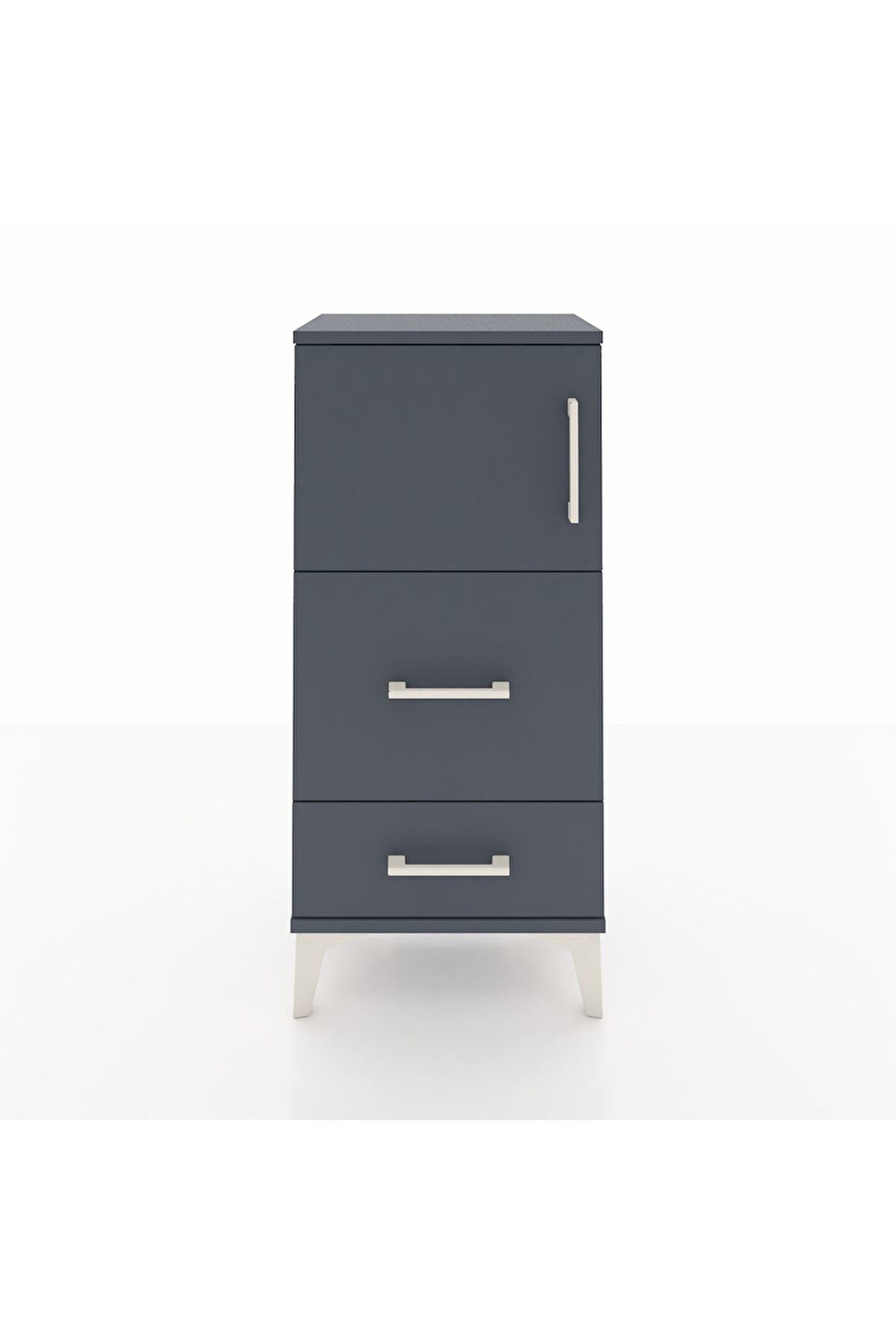 Arges Komodin Tek Raflı 2 Çekmeceli Tek Kapaklı 44x30x96 Antrasit-Antrasit