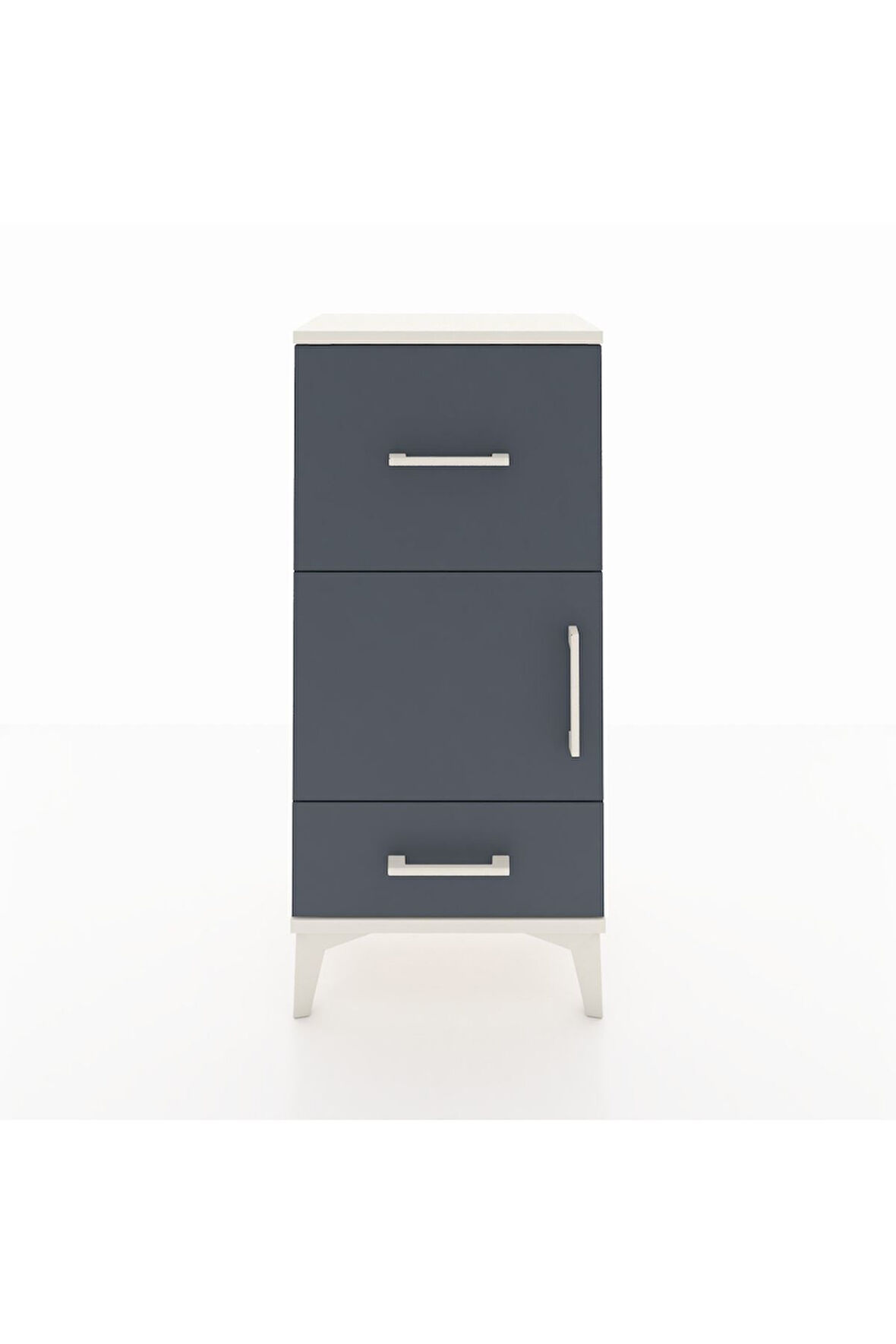 Arges Komodin Tek Raflı 2 Çekmeceli Tek Kapaklı 44x30x96 Aytaşı-Antrasit