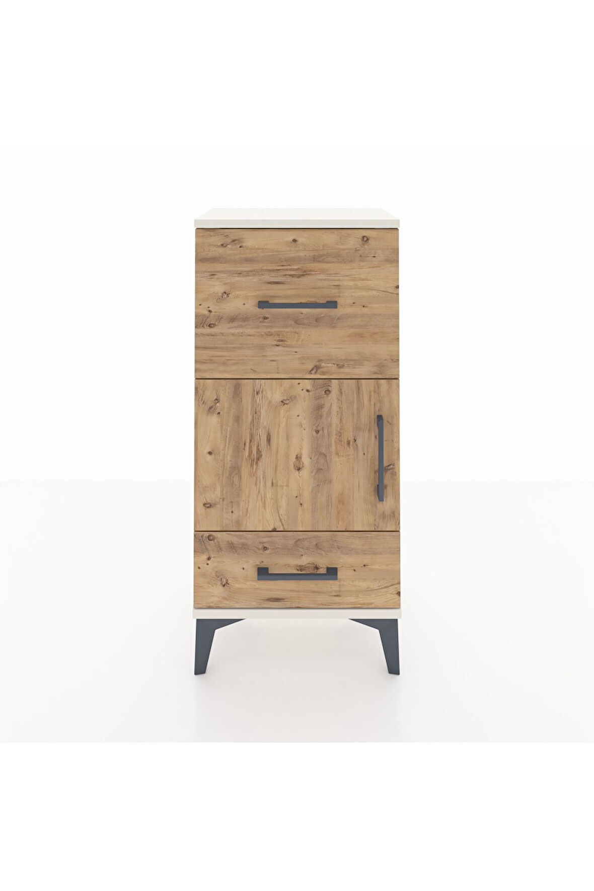 Arges Komodin Tek Raflı 2 Çekmeceli Tek Kapaklı 44x30x96 Aytaşı-Çam