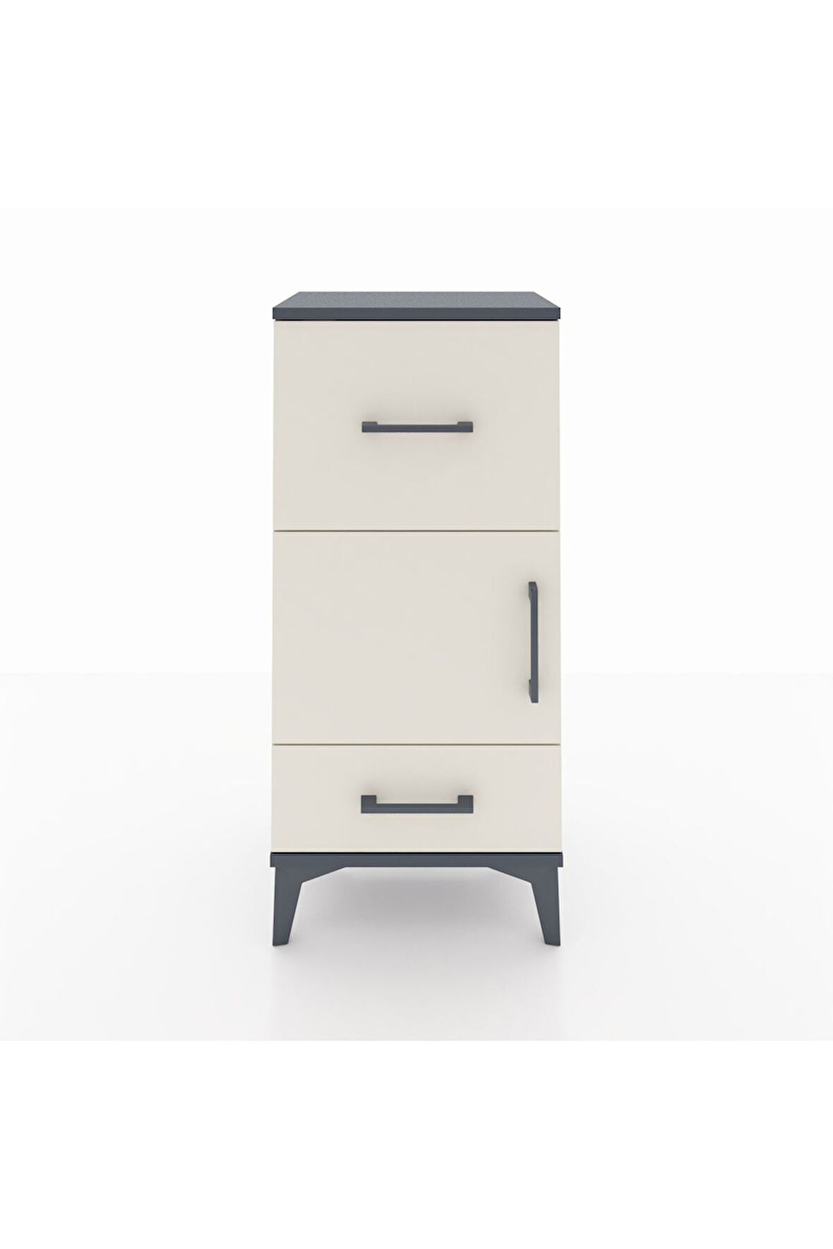 Arges Komodin Tek Raflı 2 Çekmeceli Tek Kapaklı 44x30x96 Antrasit-Aytaşı