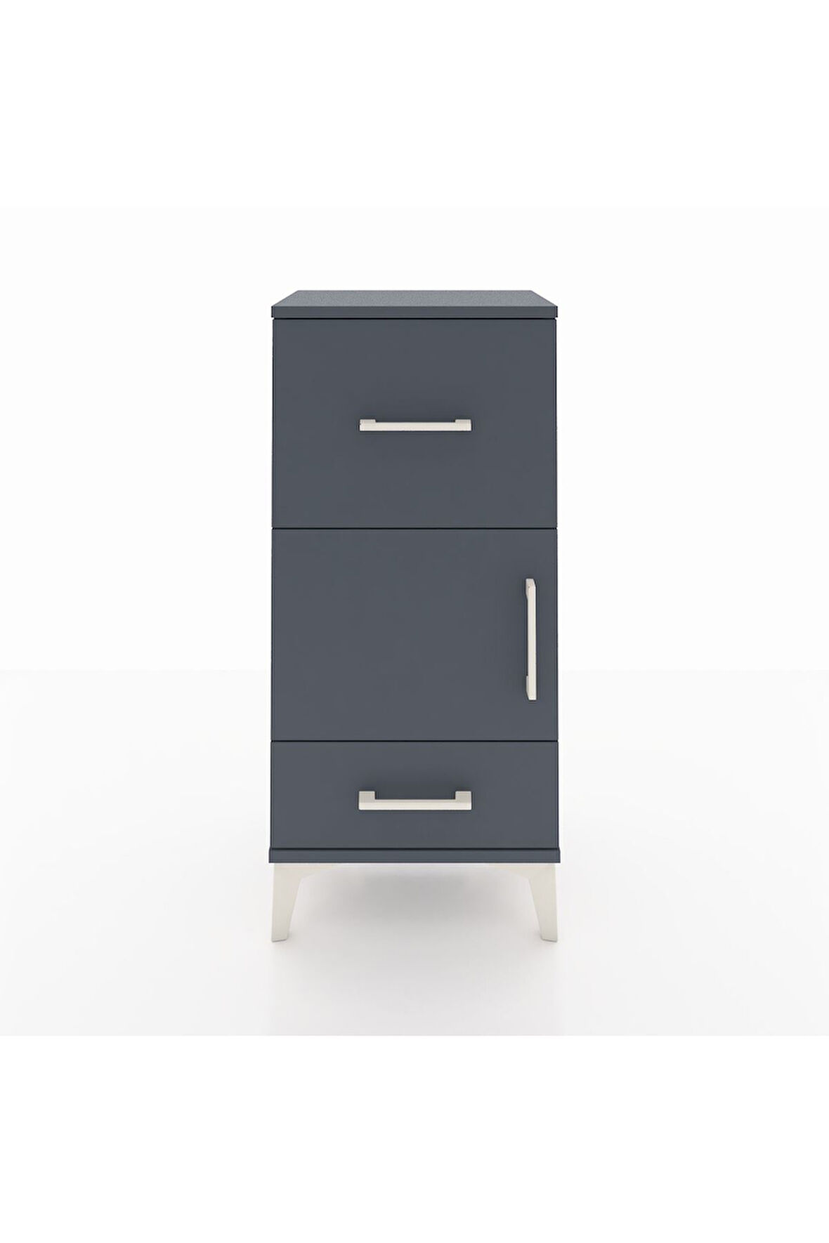 Arges Komodin Tek Raflı 2 Çekmeceli Tek Kapaklı 44x30x96 Antrasit-Antrasit