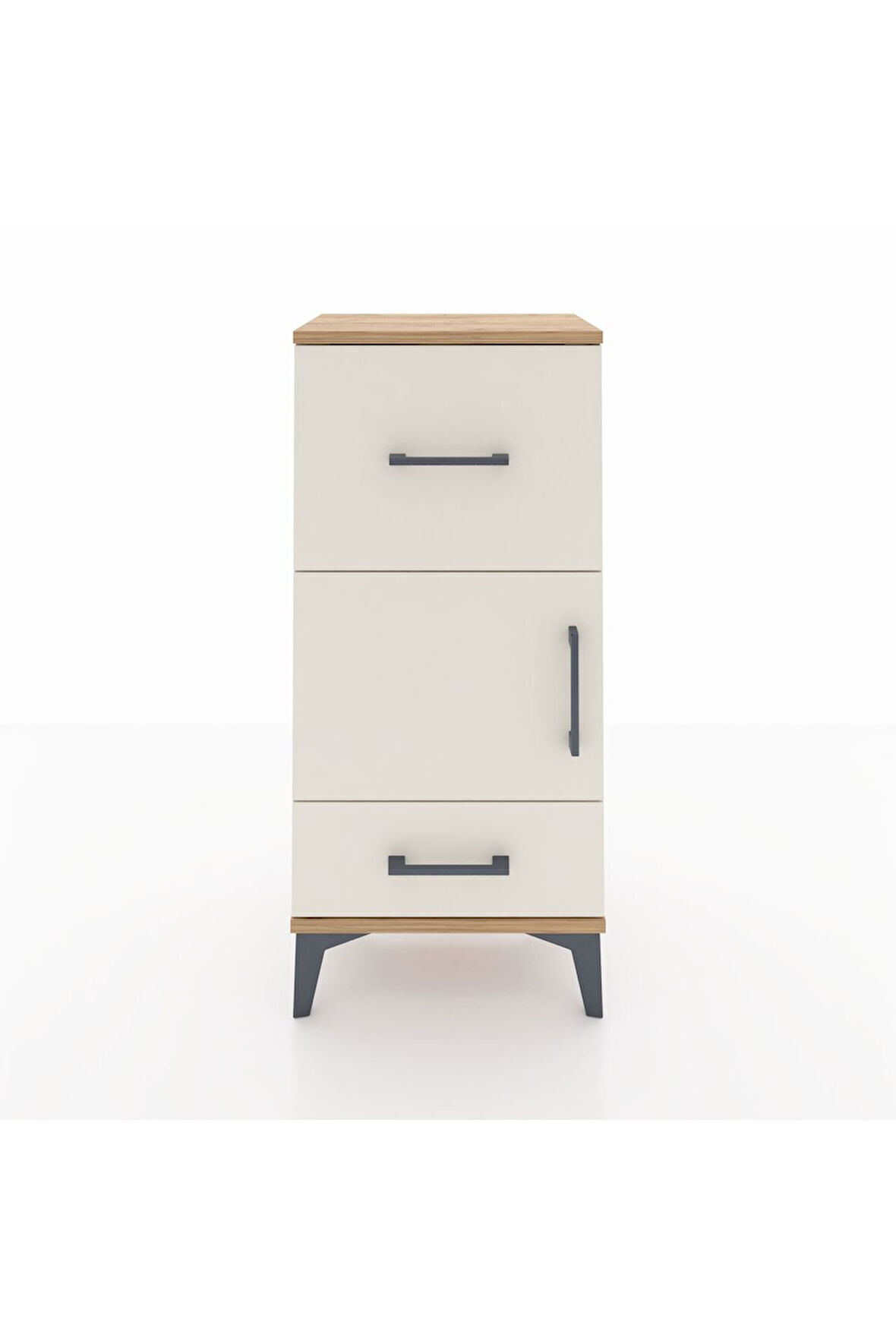 Arges Komodin Tek Raflı 2 Çekmeceli Tek Kapaklı 44x30x96 Çam-Aytaşı