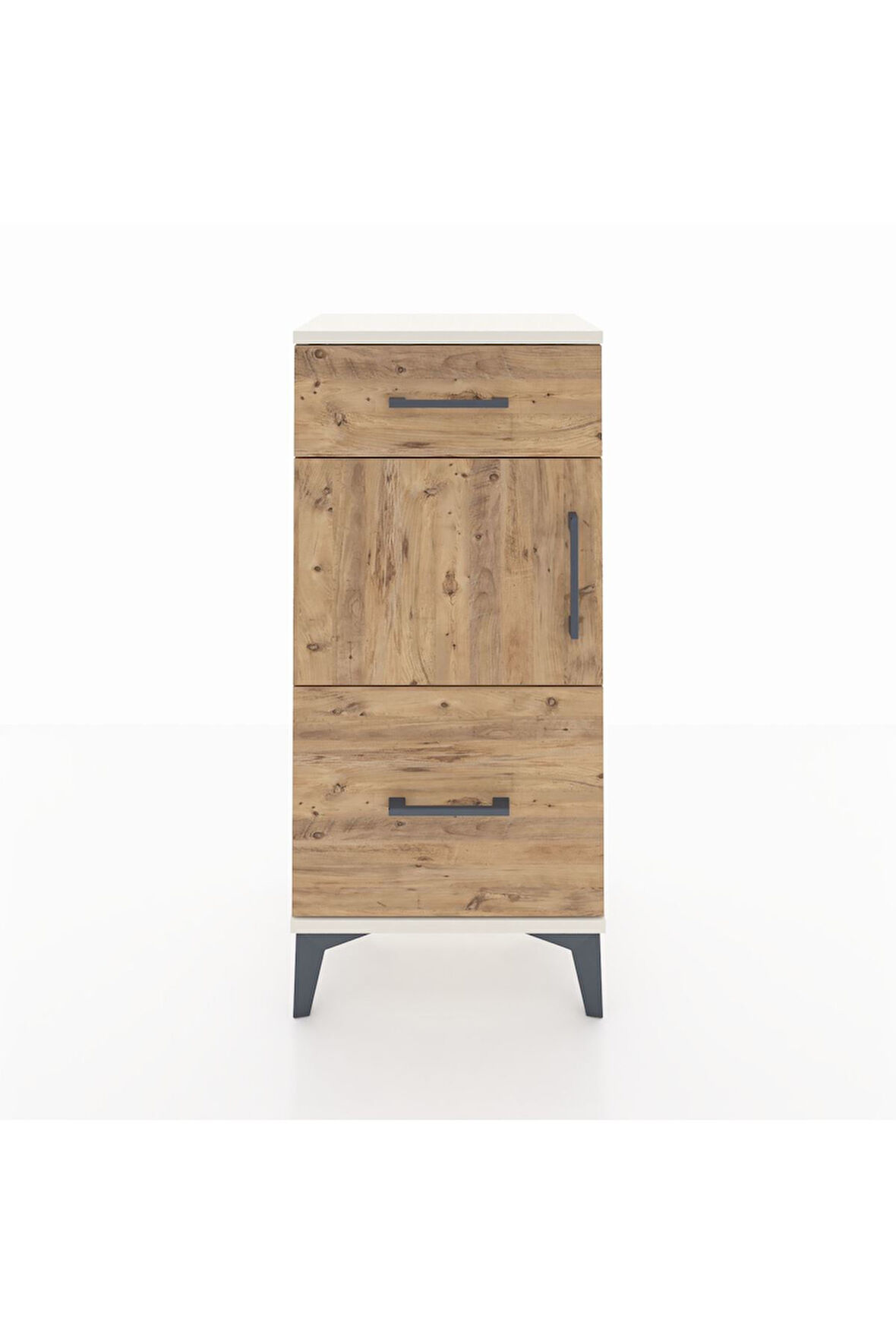 Arges Komodin Tek Raflı 2 Çekmeceli Tek Kapaklı 44x30x96 Aytaşı-Çam