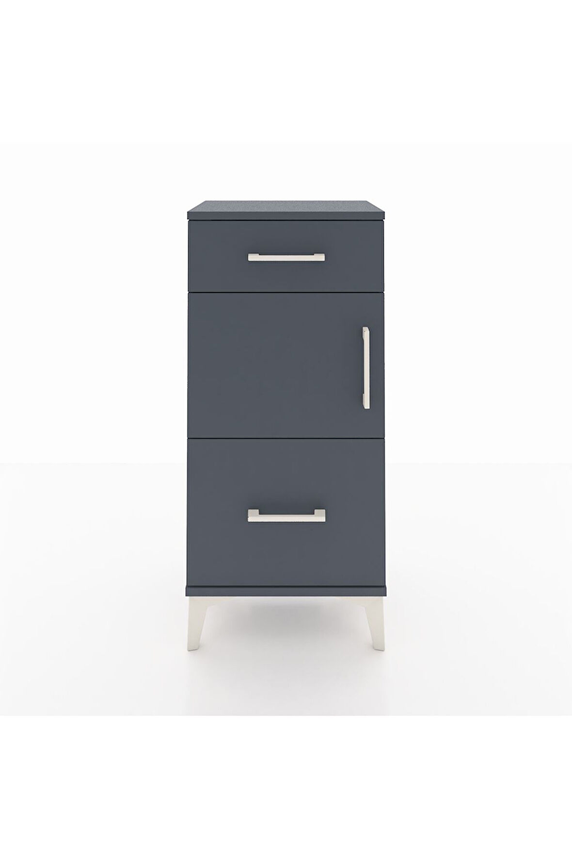 Arges Komodin Tek Raflı 2 Çekmeceli Tek Kapaklı 44x30x96 Antrasit-Antrasit