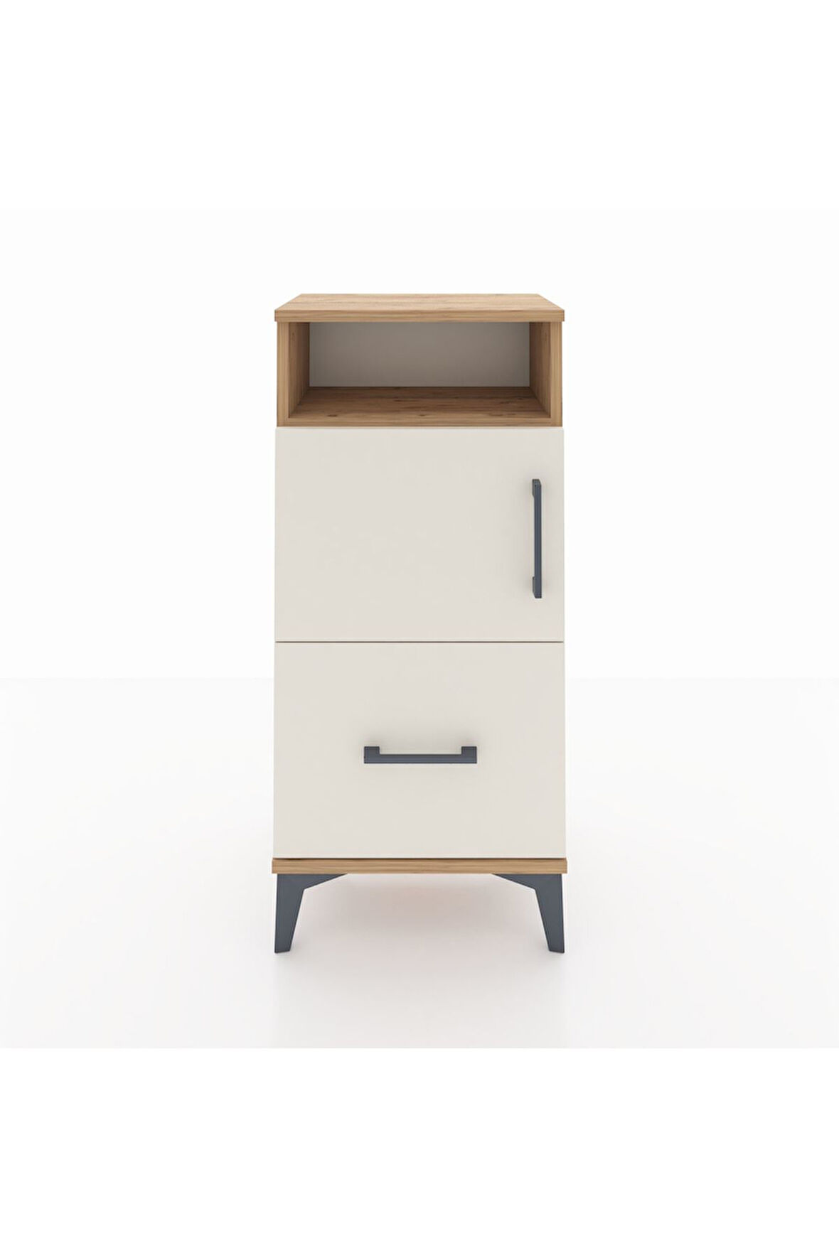 Arges Komodin 2 Raflı Tek Çekmeceli 2 Kapaklı 44x30x96 Çam-Aytaşı