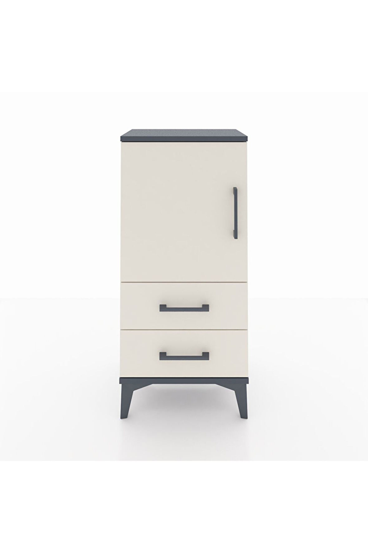 Arges Komodin 2 Raflı 2 Çekmeceli Tek Kapaklı 44x30x96 Antrasit-Aytaşı