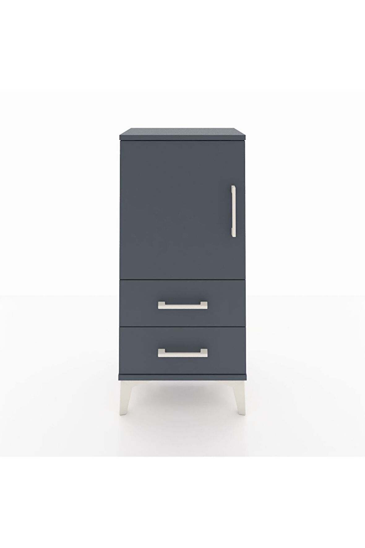 Arges Komodin 2 Raflı 2 Çekmeceli Tek Kapaklı 44x30x96 Antrasit-Antrasit