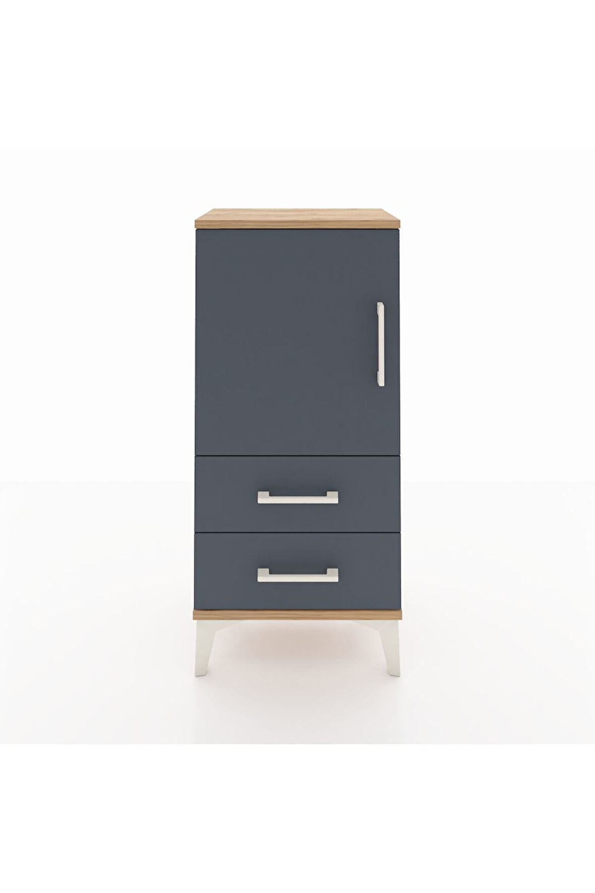 Arges Komodin 2 Raflı 2 Çekmeceli Tek Kapaklı 44x30x96 Çam-Antrasit