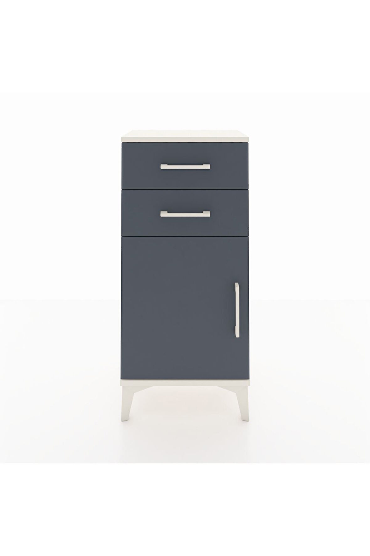 Arges Komodin Tek Raflı 2 Çekmeceli Tek Kapaklı 44x30x96 Aytaşı-Antrasit