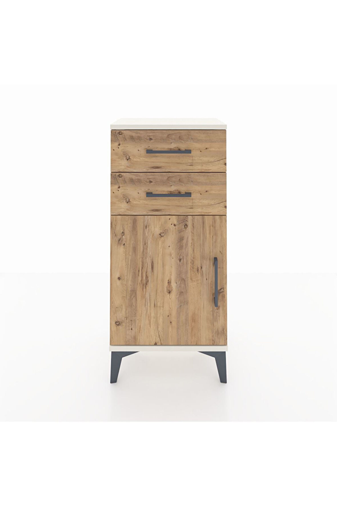 Arges Komodin Tek Raflı 2 Çekmeceli Tek Kapaklı 44x30x96 Aytaşı-Çam